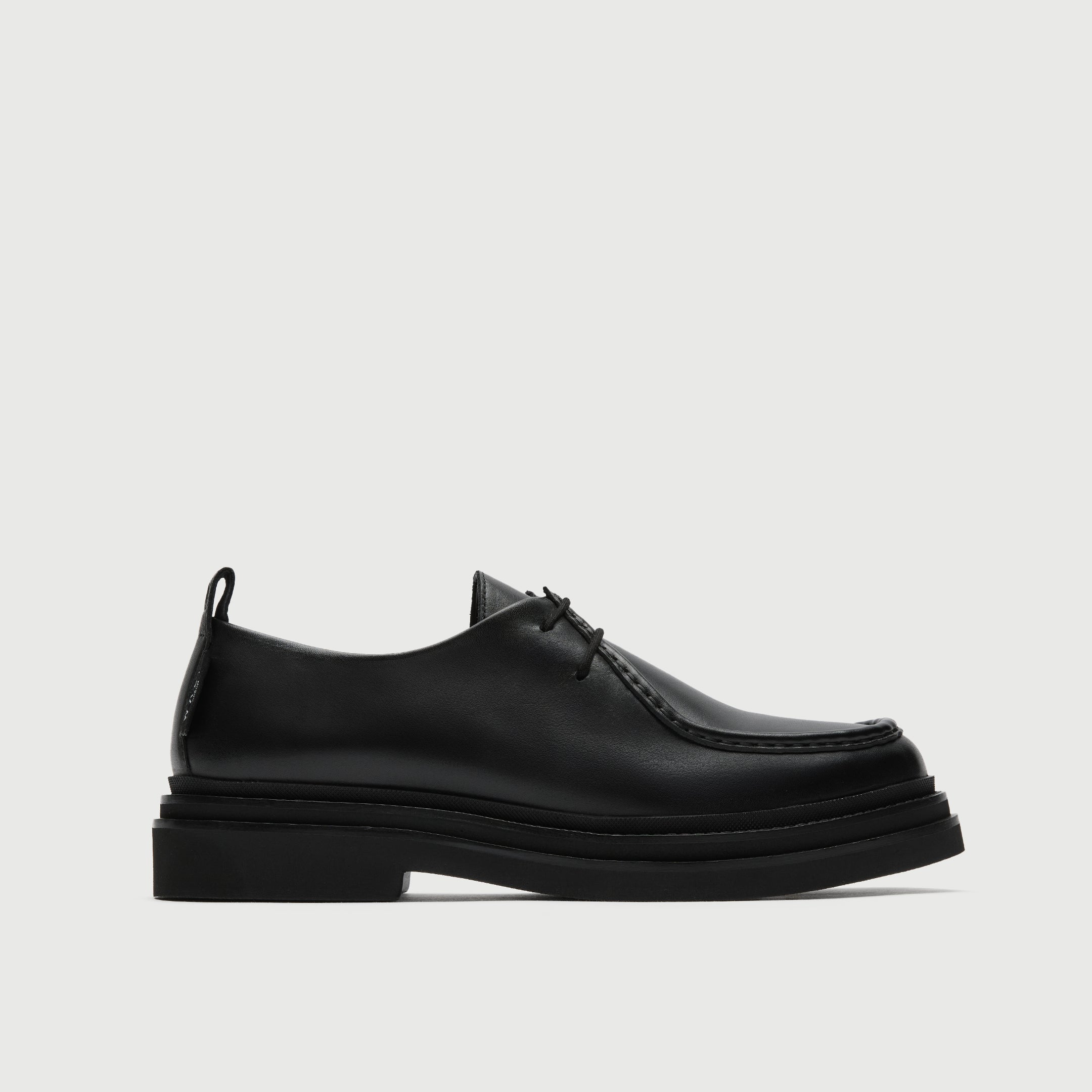 Walk London Mens Brooklyn Apron Shoe in Black Leather