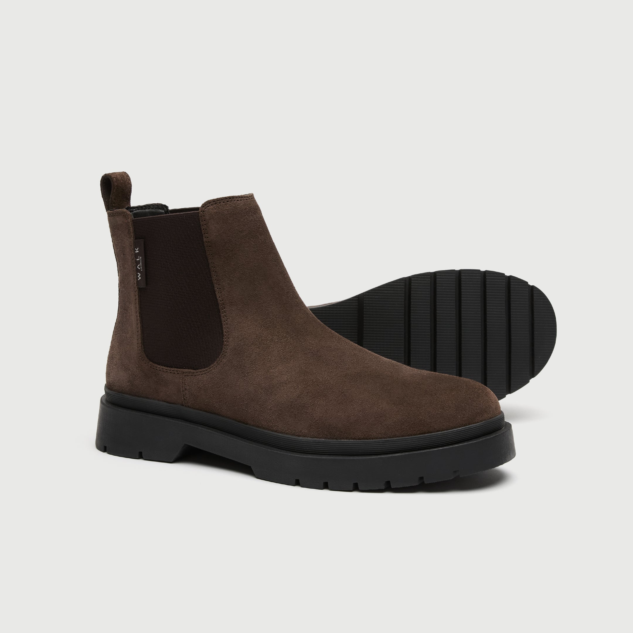 WALK London Men's Callum Chelsea Boot in Brown Suede