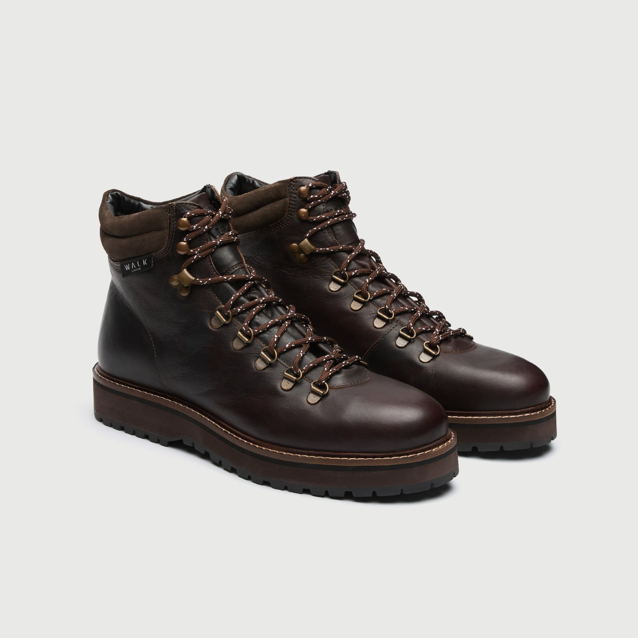 WALK London Mens Connery Hiking Boot in Brown Leather