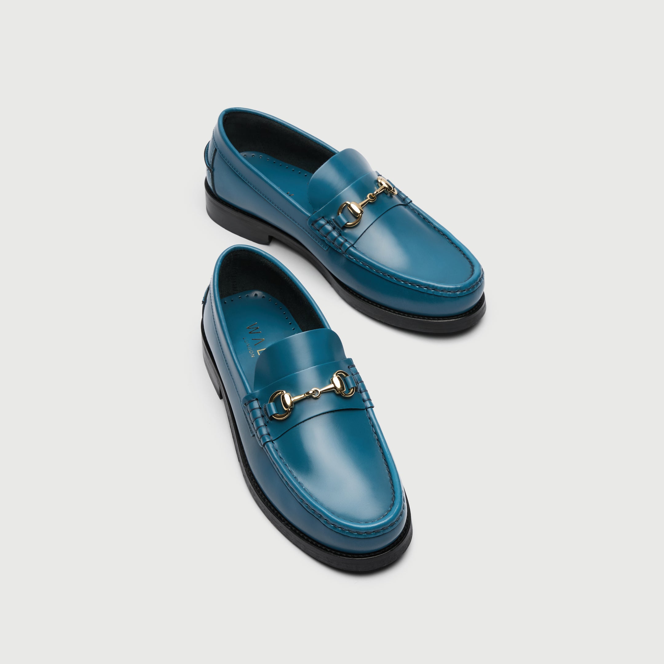 Walk London Mens Dalston Trim Loafer in Smooth Blue Leather