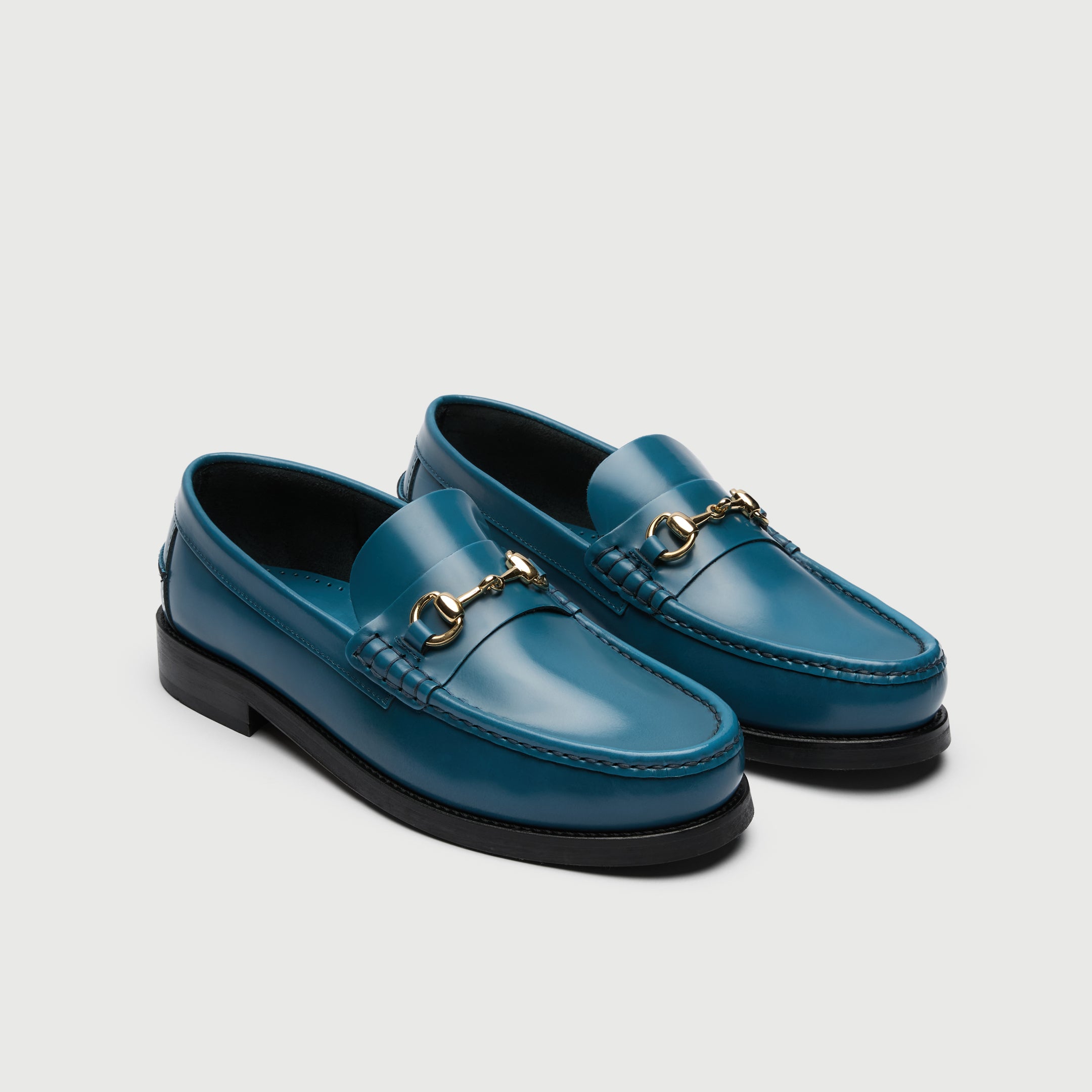 Walk London Mens Dalston Trim Loafer in Smooth Blue Leather