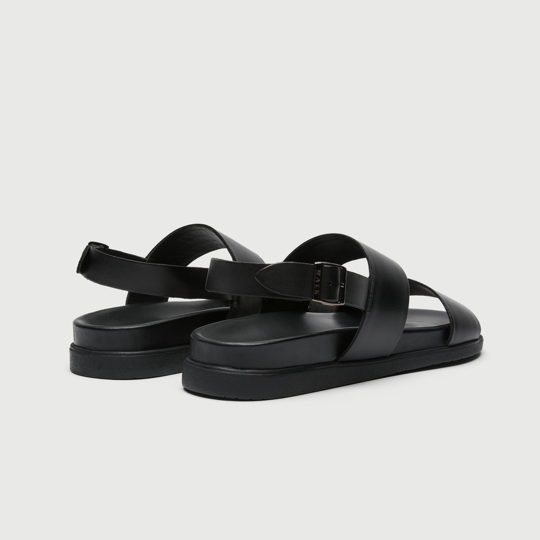 Walk London Mens Jackson Sandal in Black Leather