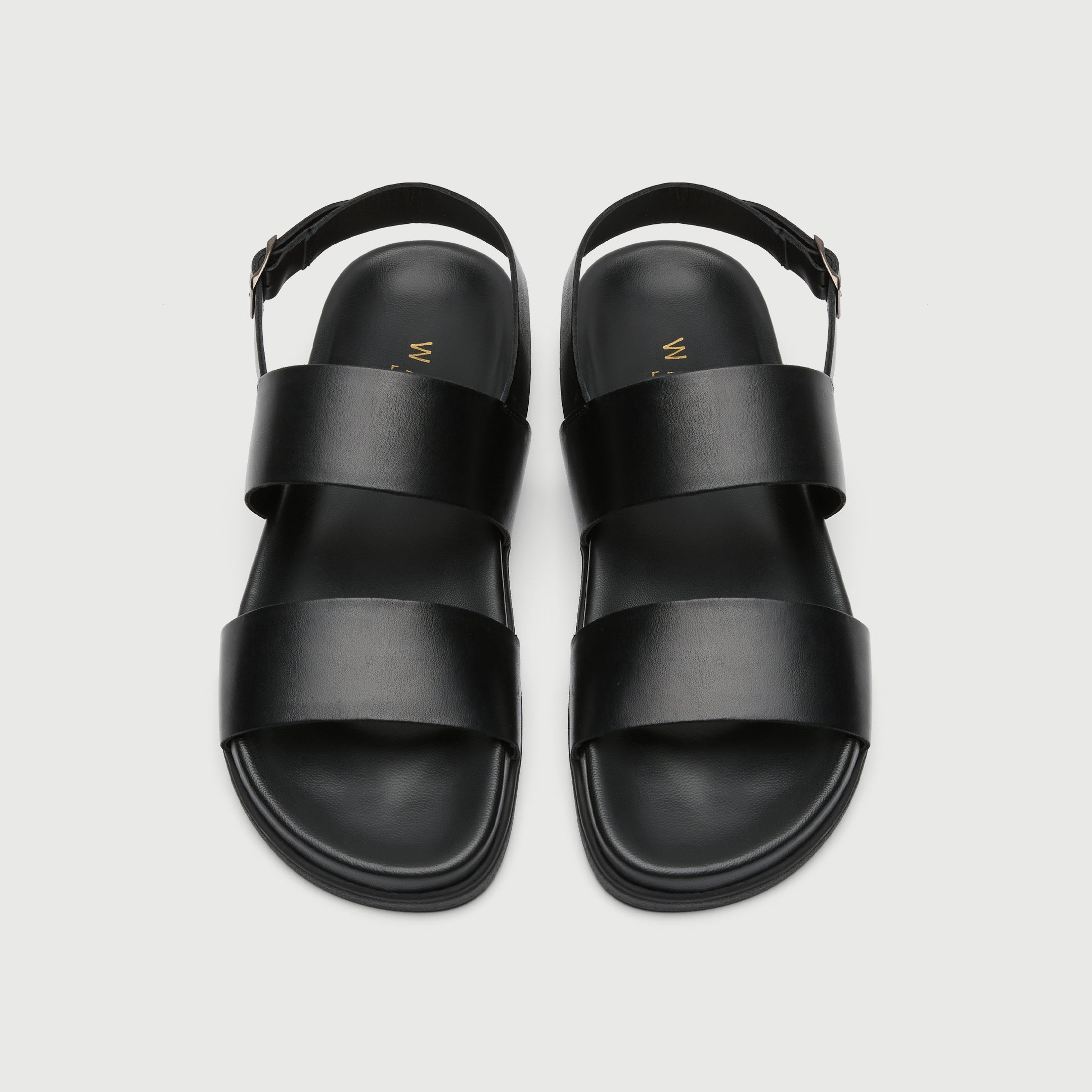 Walk London Mens Jackson Sandal in Black Leather