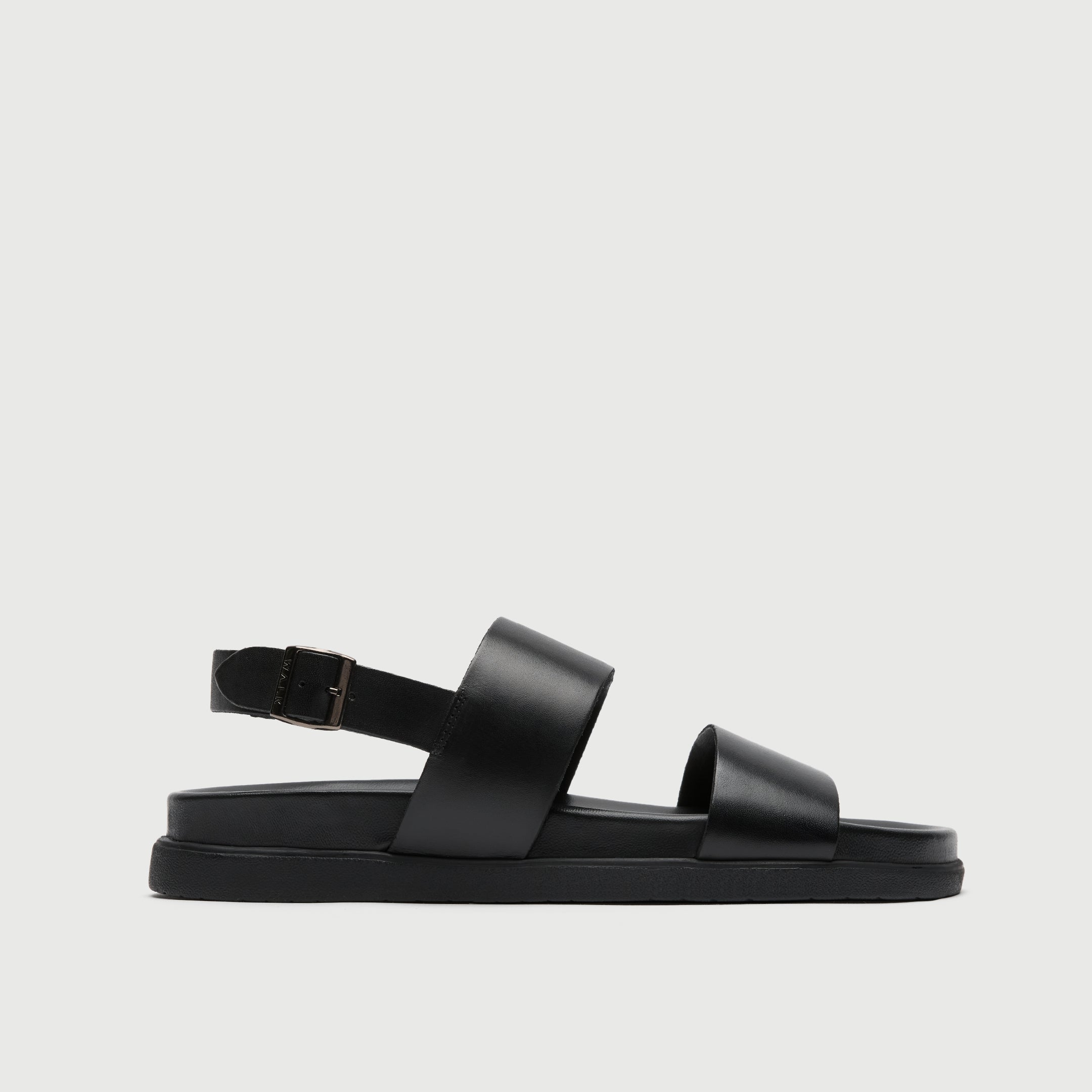 Walk London Mens Jackson Sandal in Black Leather