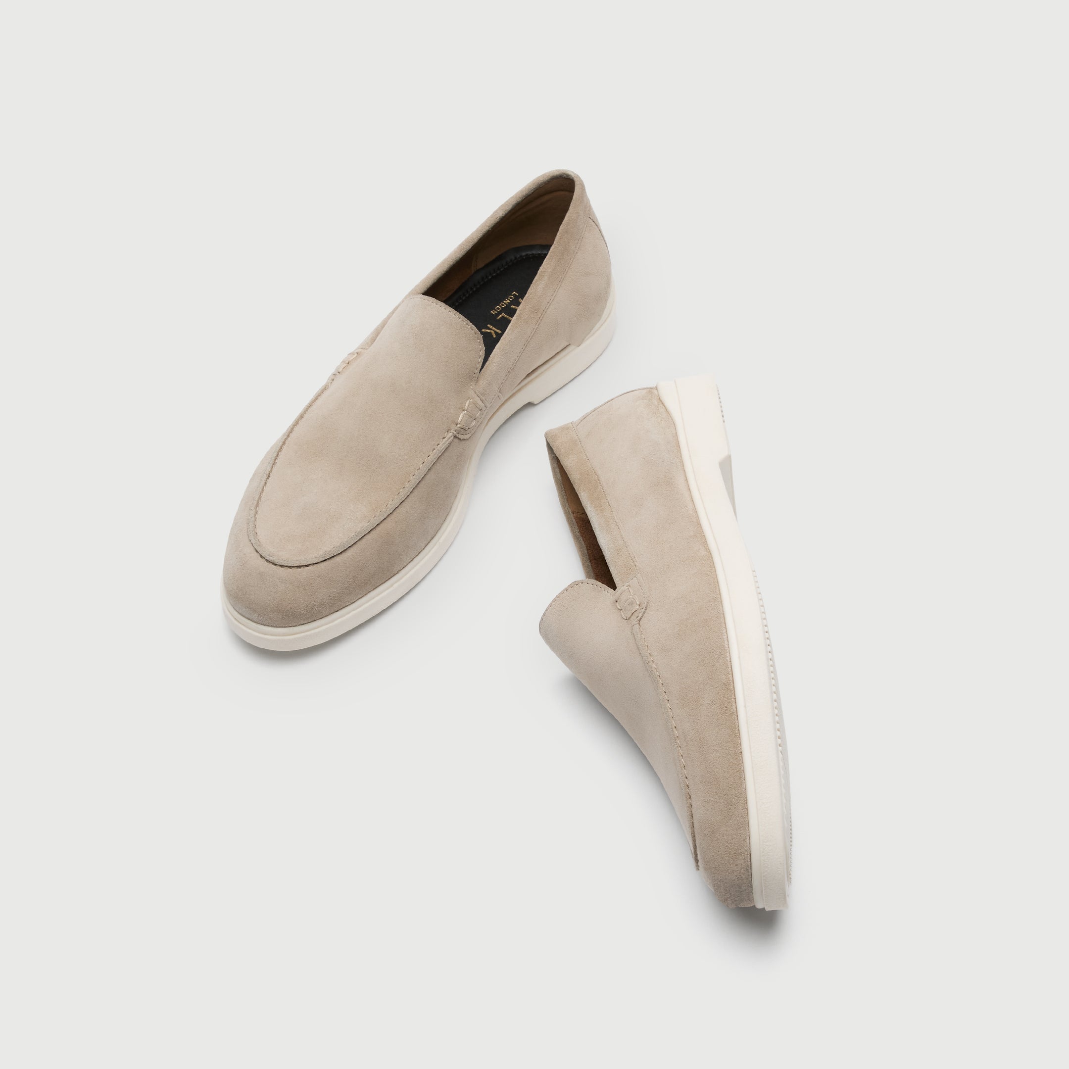 Walk London Mens Joshua Slip On in Stone Suede