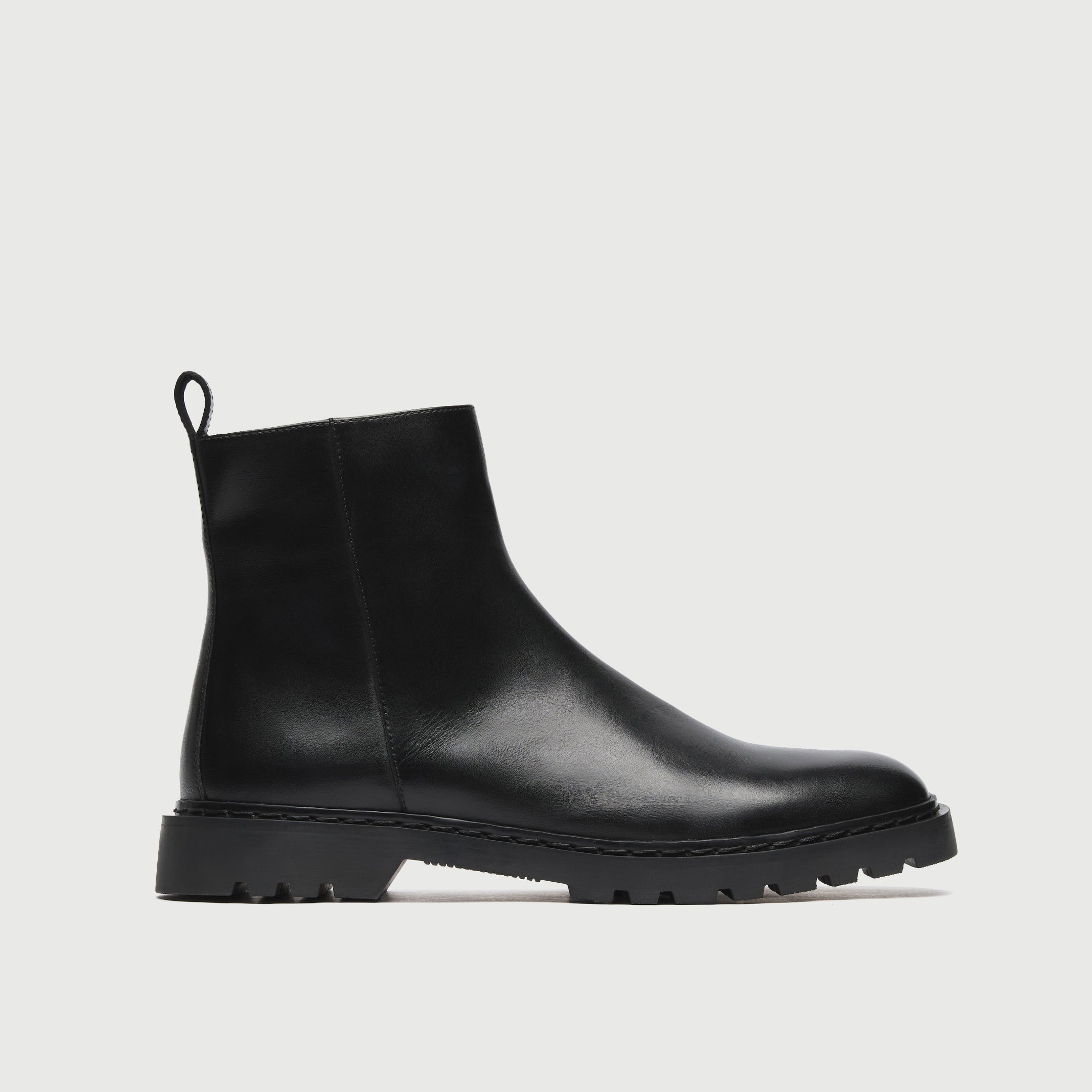 WALK London Mens Milano Inside Zip Boot in Black Leather