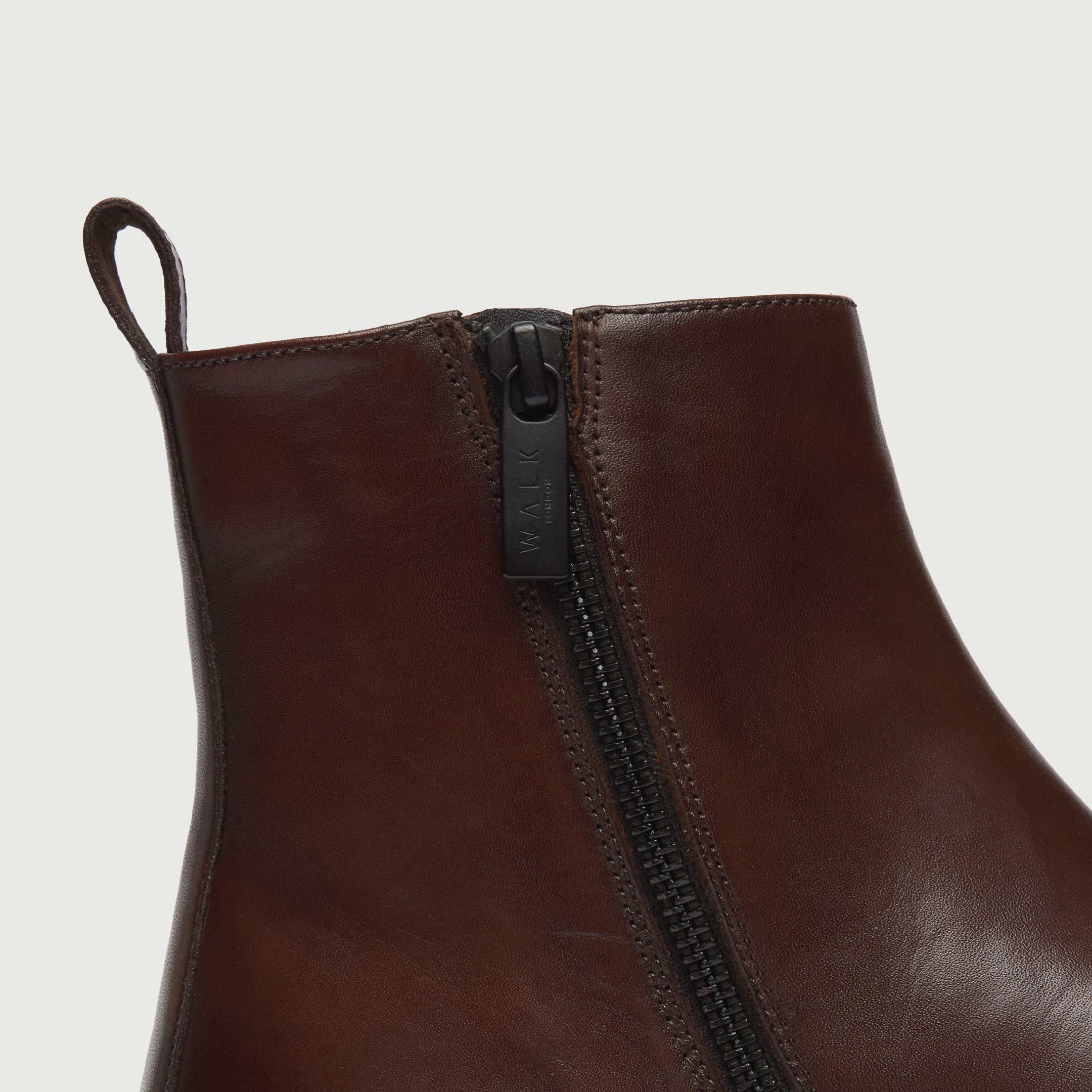 WALK London Mens Milano Inside Zip Boot in Brown Leather