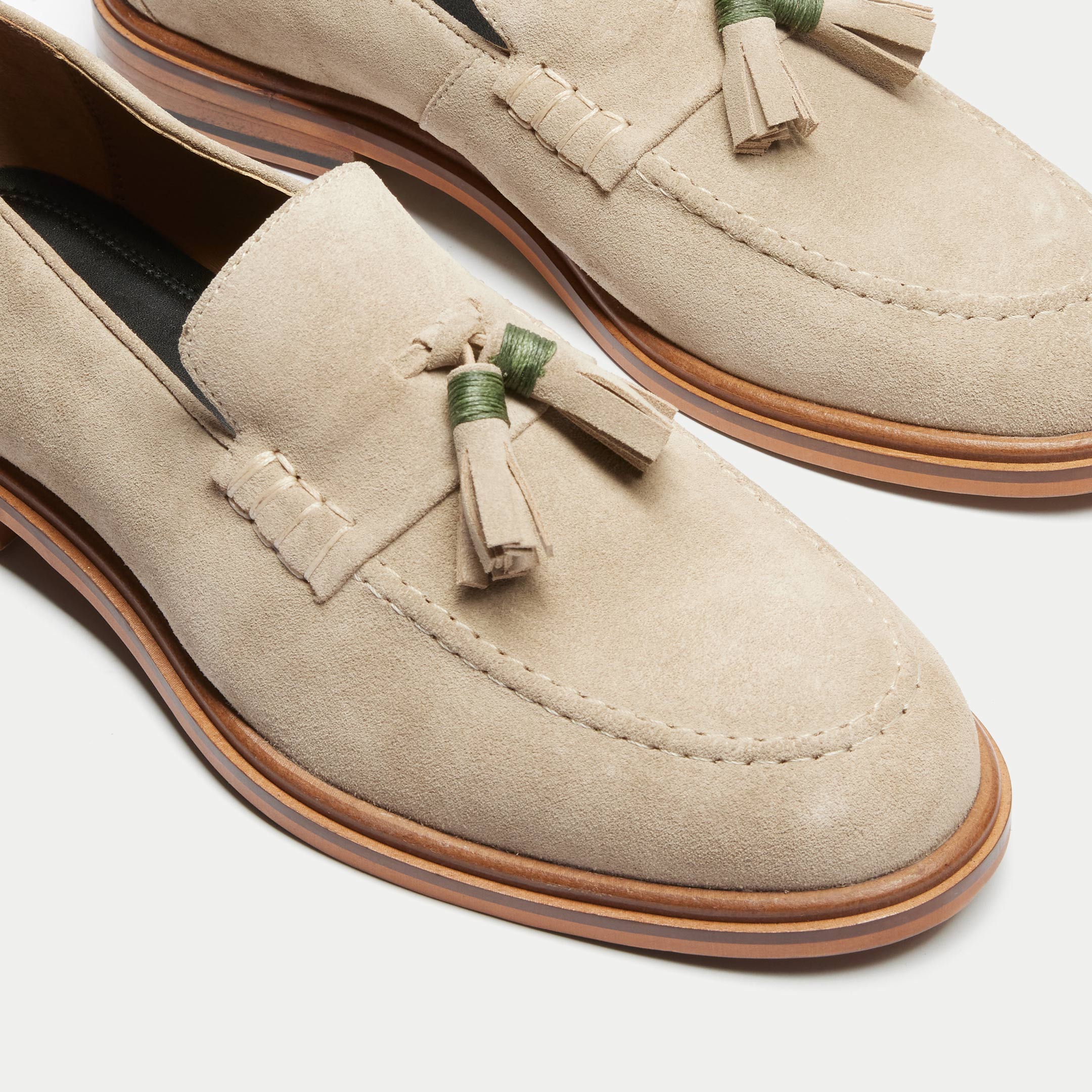 Walk London Mens Putney Tassel Loafer - Stone Suede