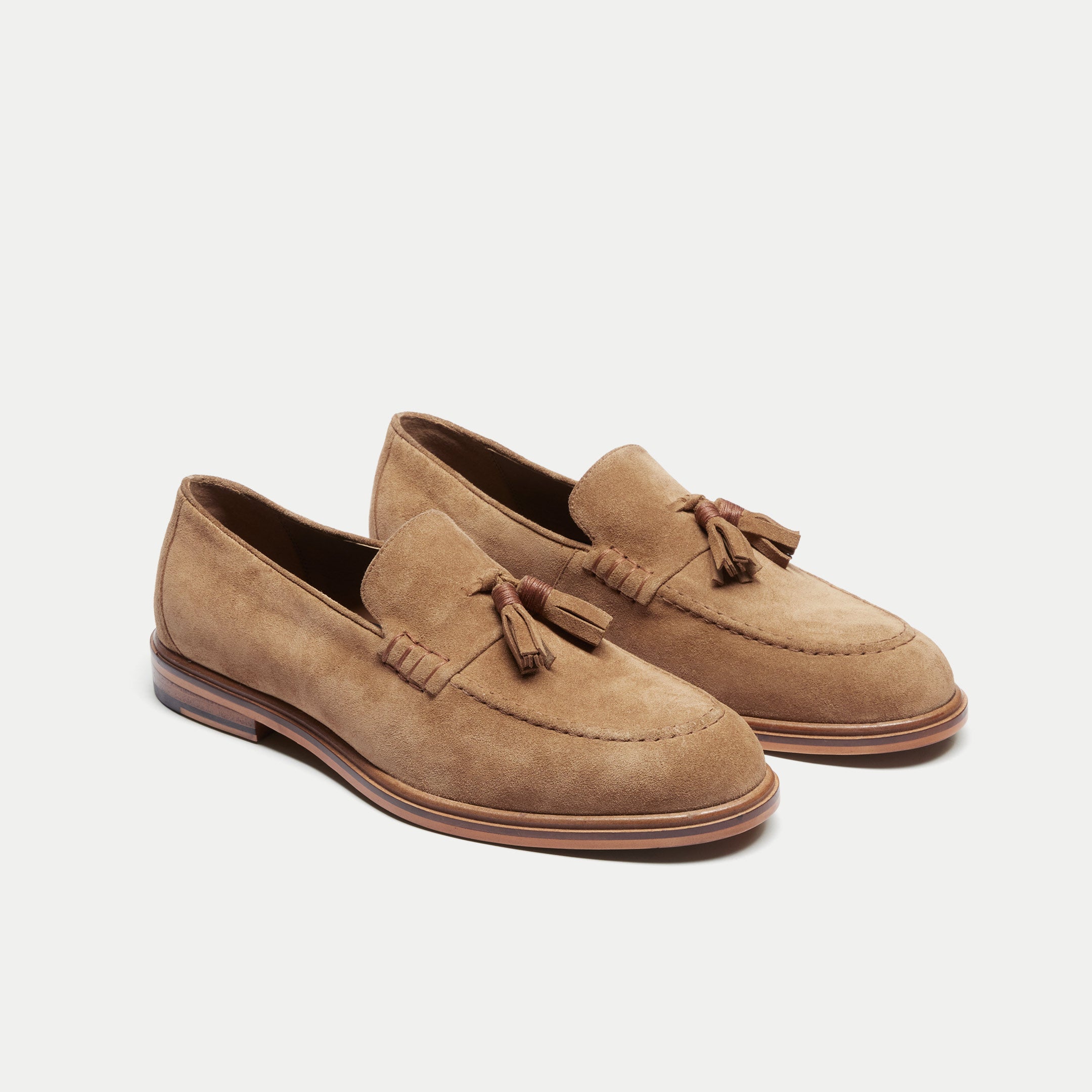 Walk London Mens Putney Tassel Loafer - Tan Suede