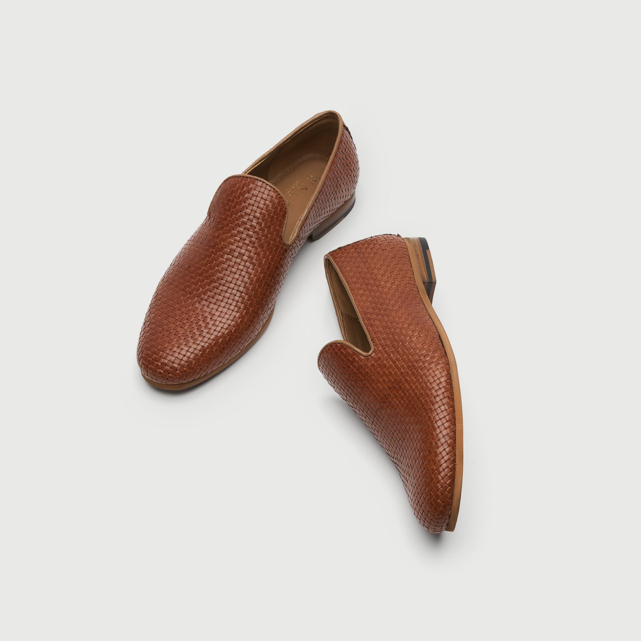 Walk London Mens Terry Weave Loafer in Tan Leather