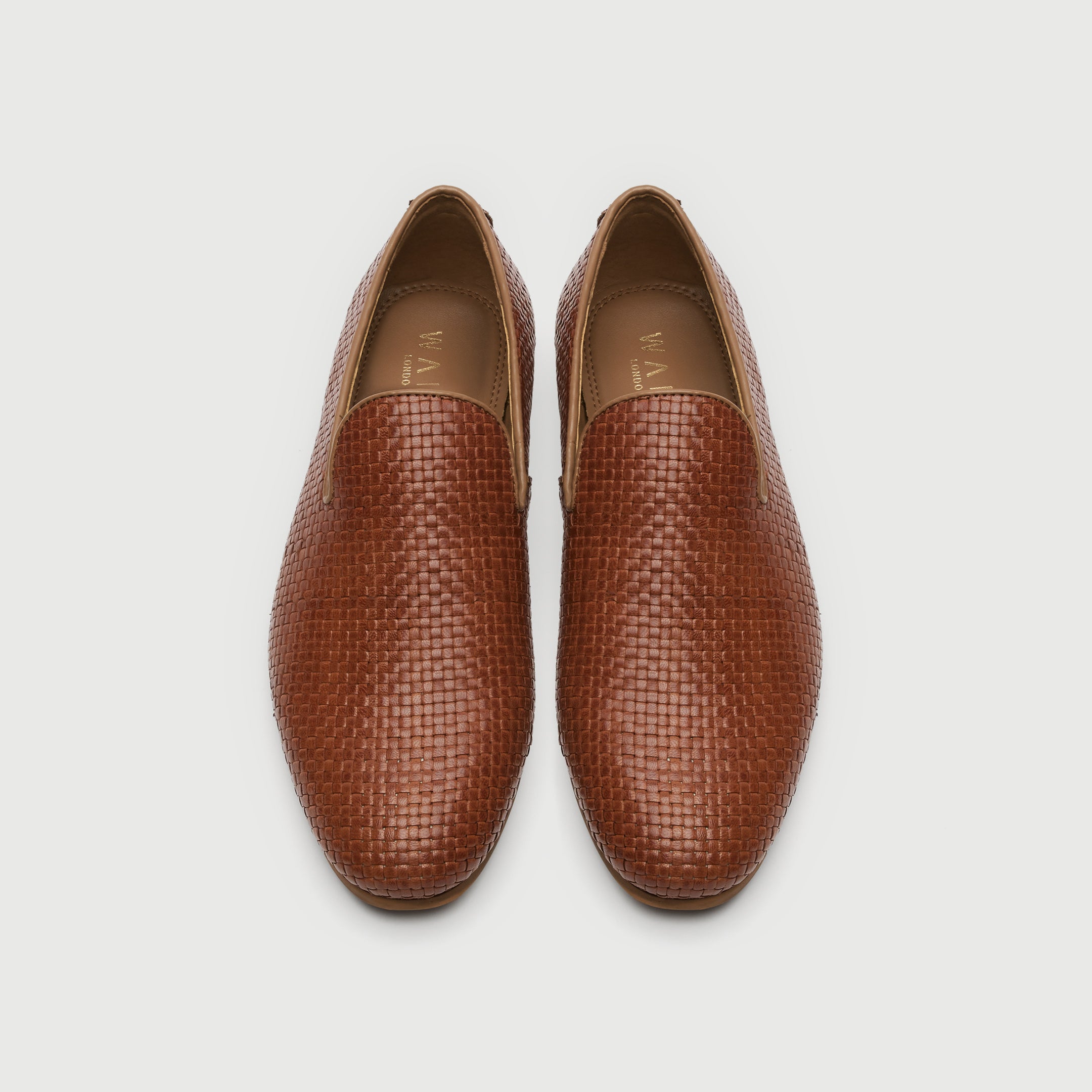 Walk London Mens Terry Weave Loafer in Tan Leather