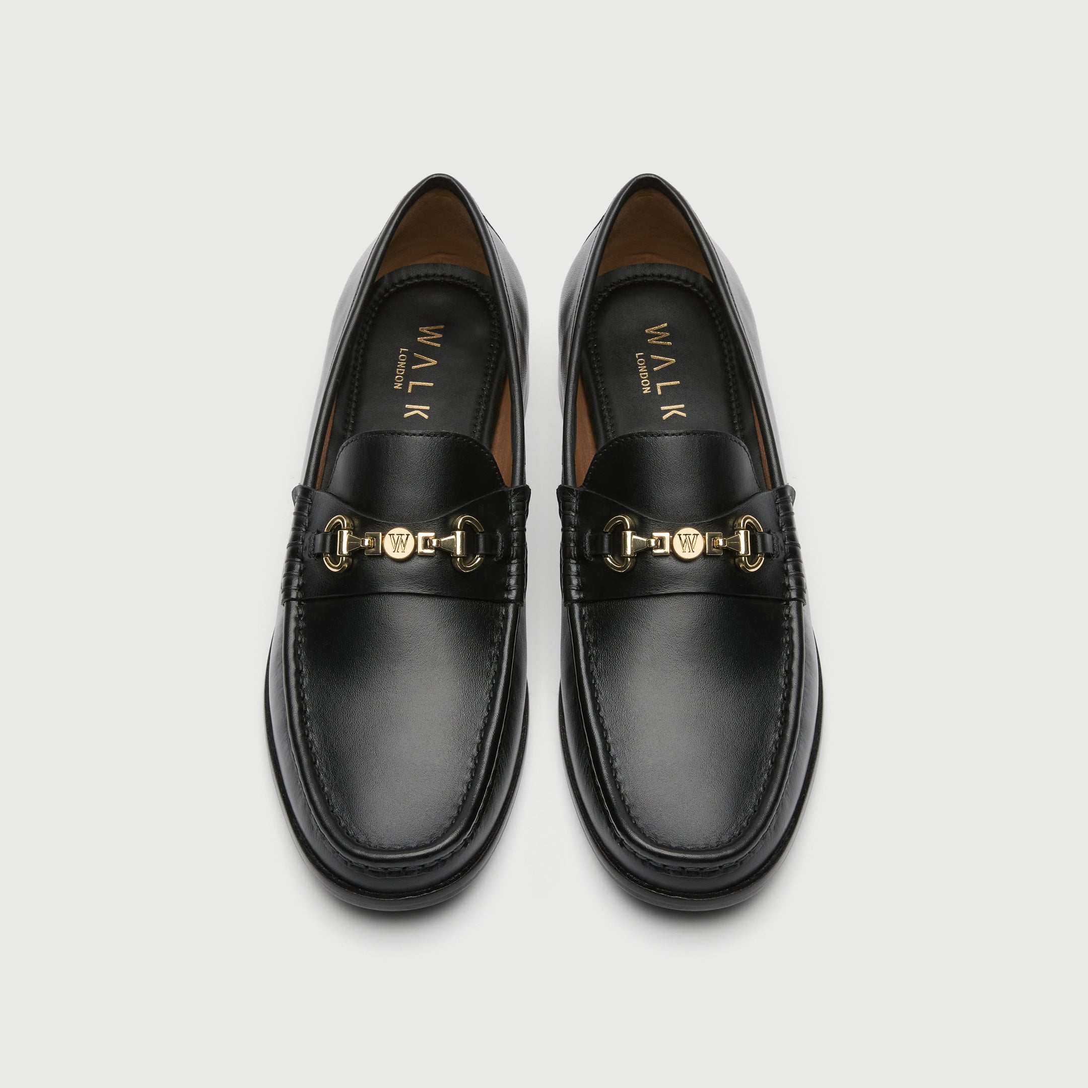 Walk London Mens Tino Trim Loafer in Black Leather