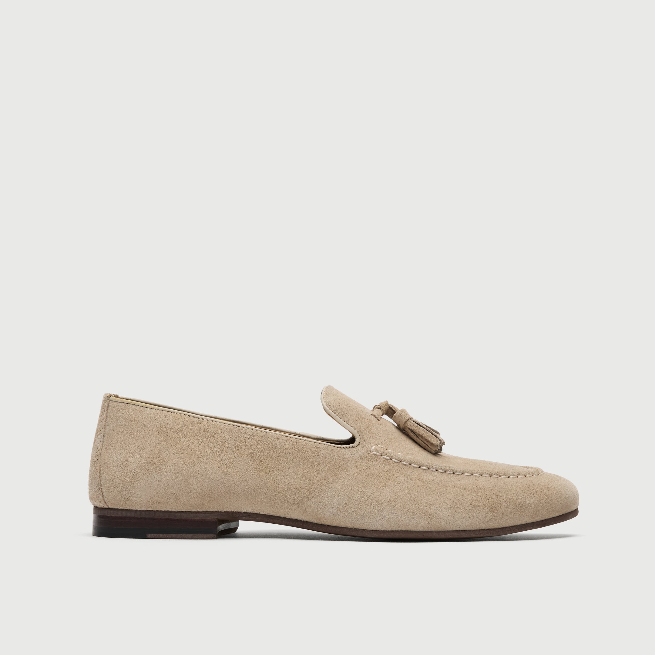 Walk London Mens Trent Tassel Loafer in Stone Suede