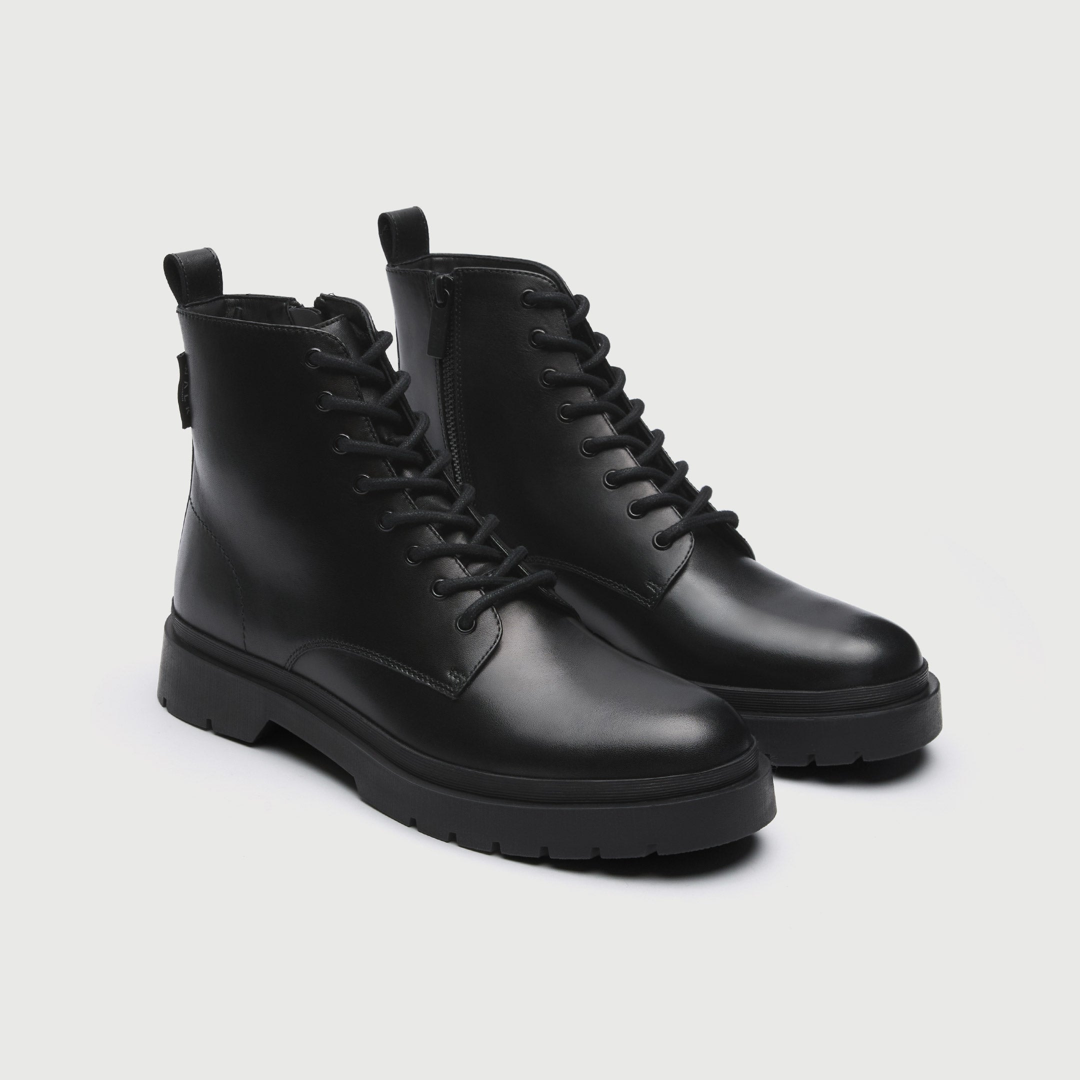 WALK London Men's Callum Lace Boot in Black Leather