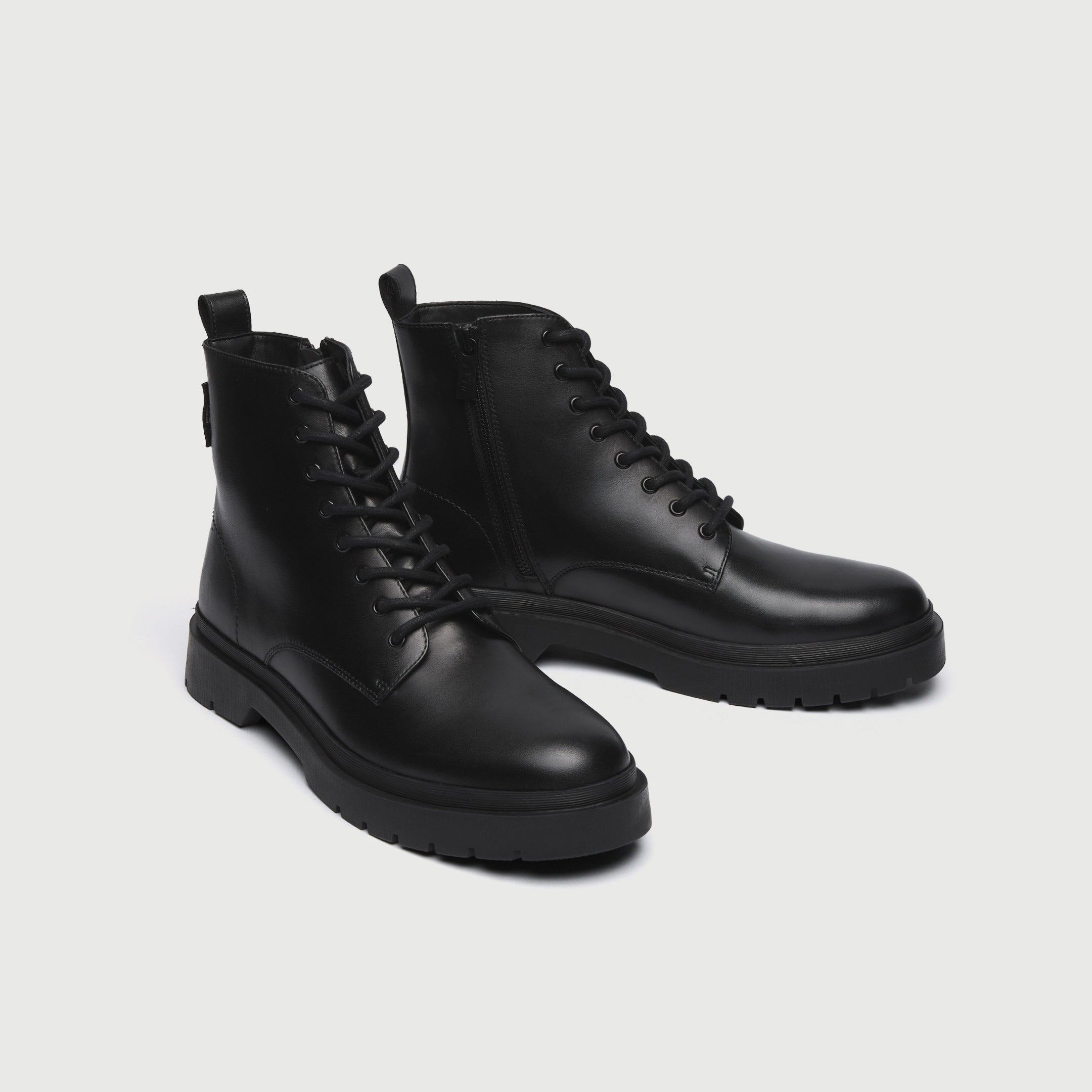 WALK London Men's Callum Lace Boot in Black Leather