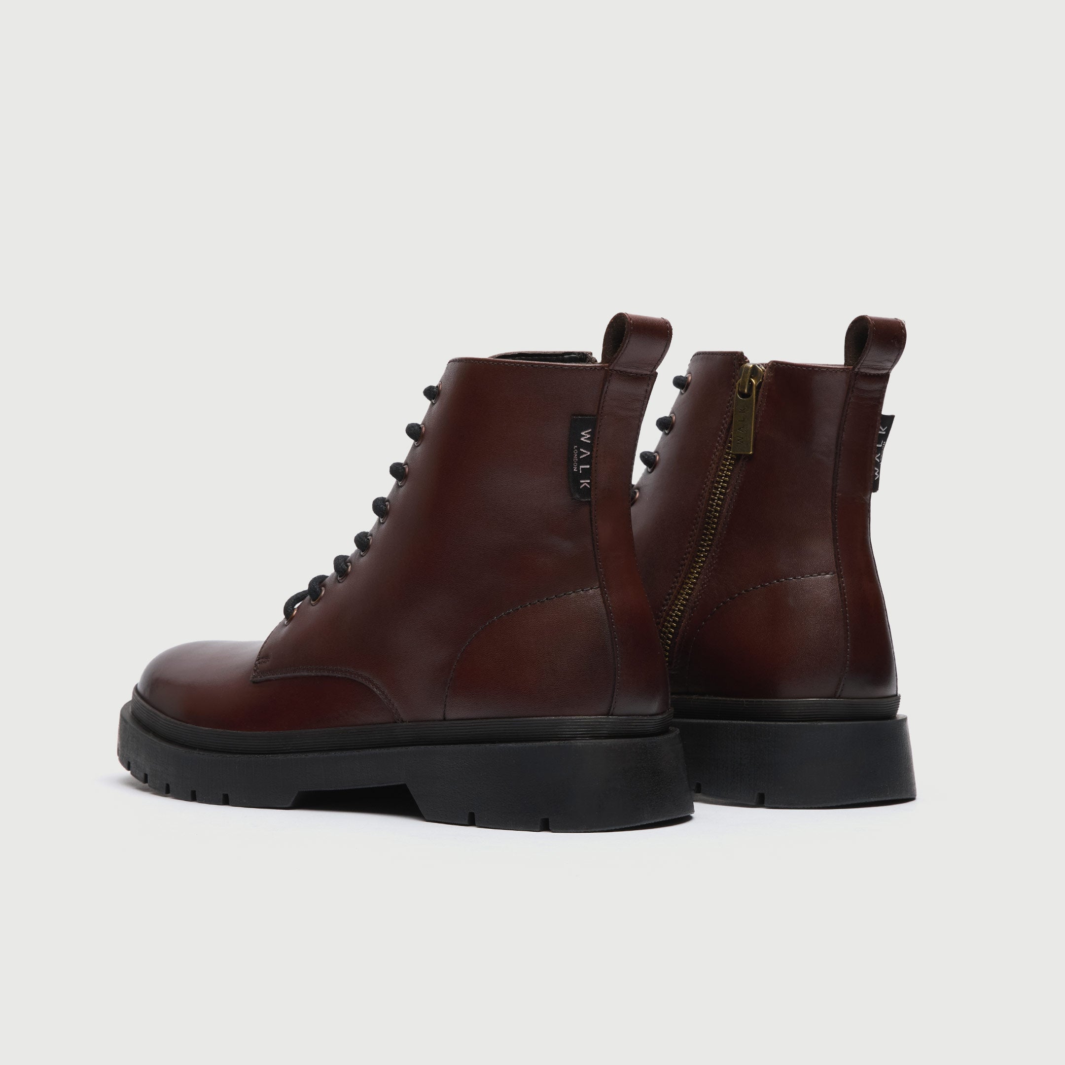 WALK London Men's Callum Lace Boot in Brown Leather