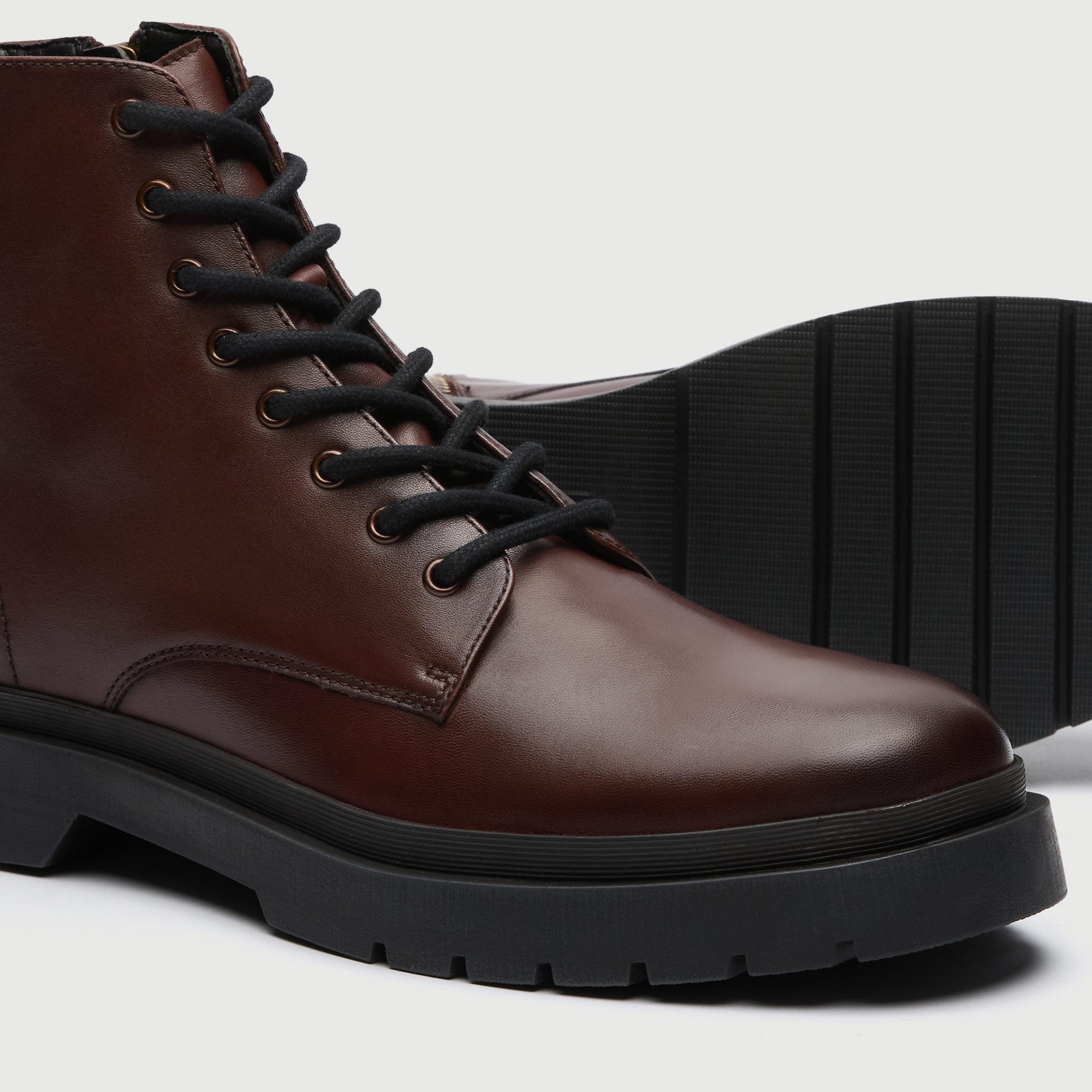 WALK London Men's Callum Lace Boot in Brown Leather