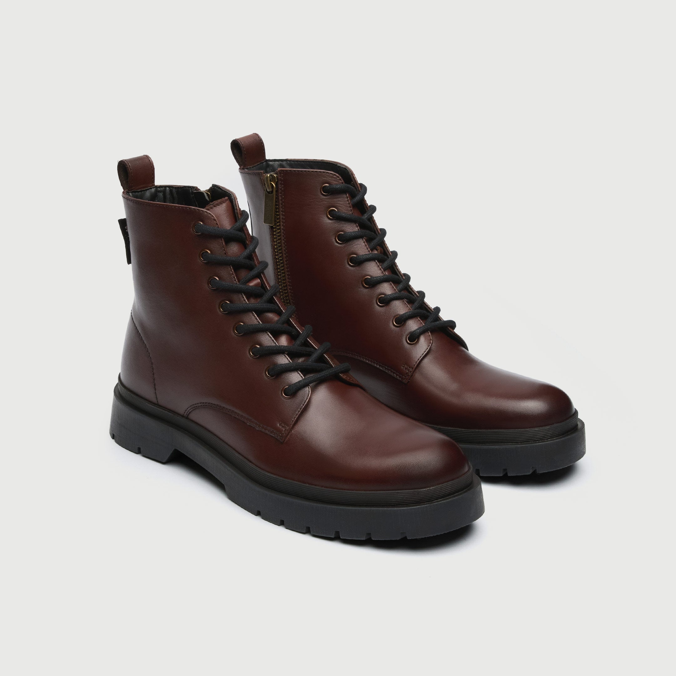 WALK London Men's Callum Lace Boot in Brown Leather