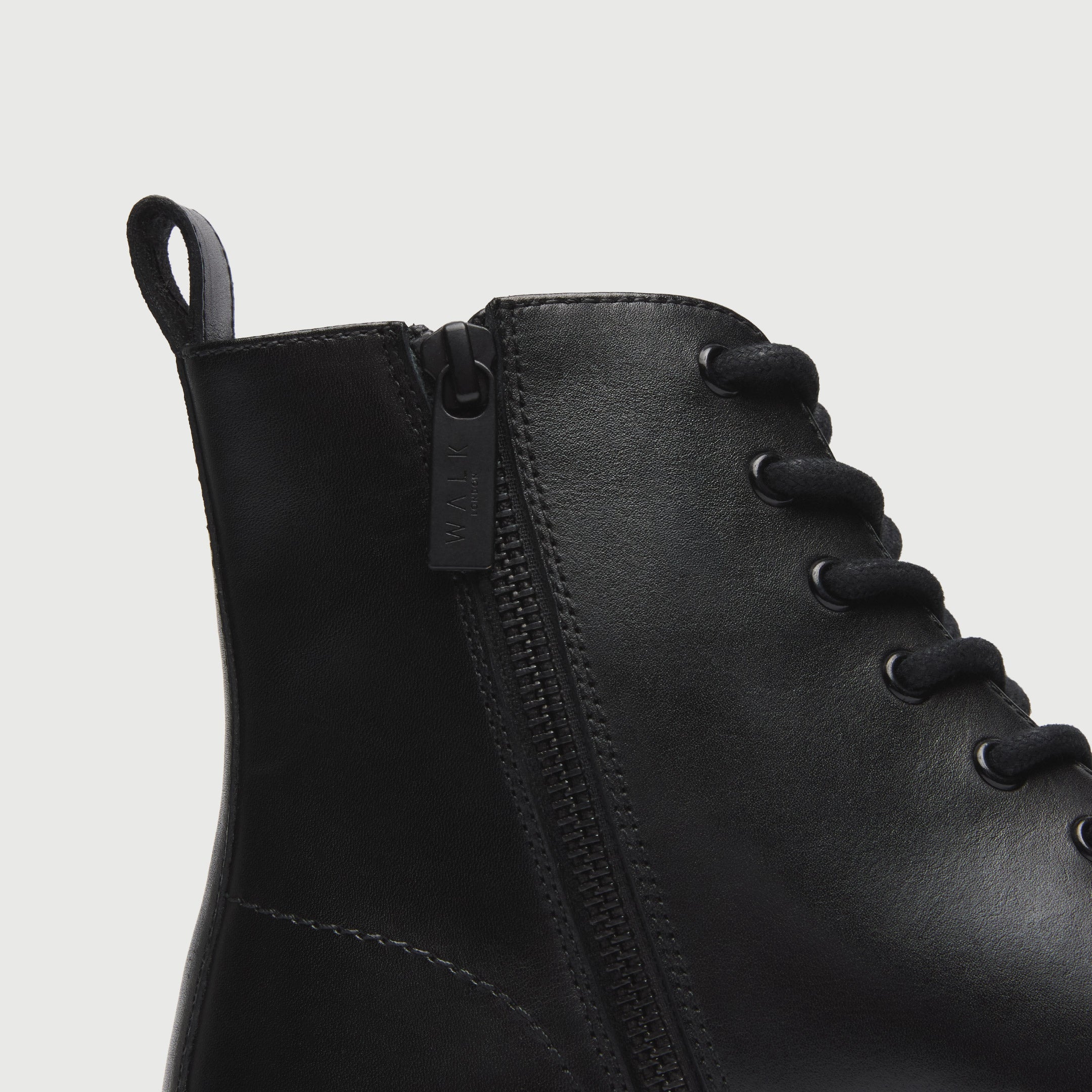 WALK London Men's Callum Lace Boot in Black Leather