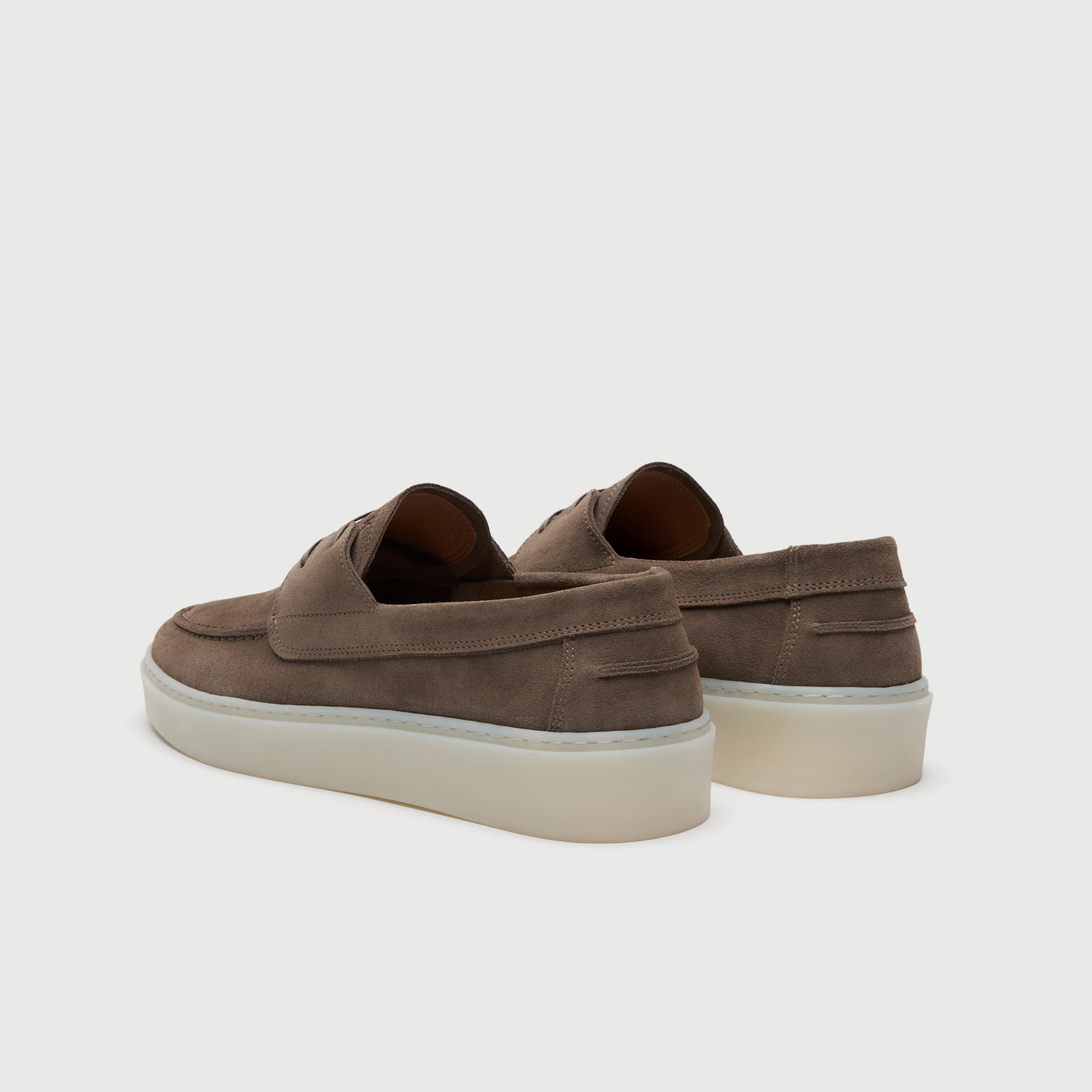 Walk London Mens Cannes Boat Shoe | Taupe Suede