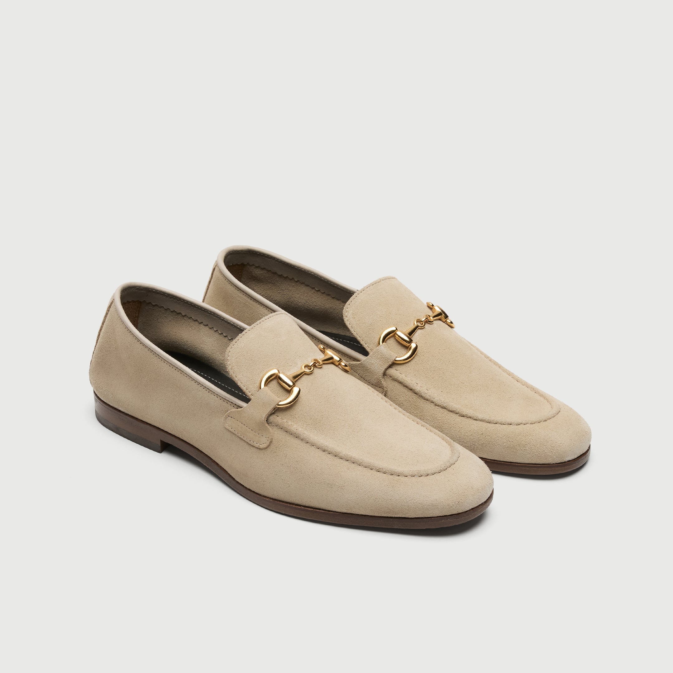 Walk London Mens Cassis Trim Loafer in Stone Suede