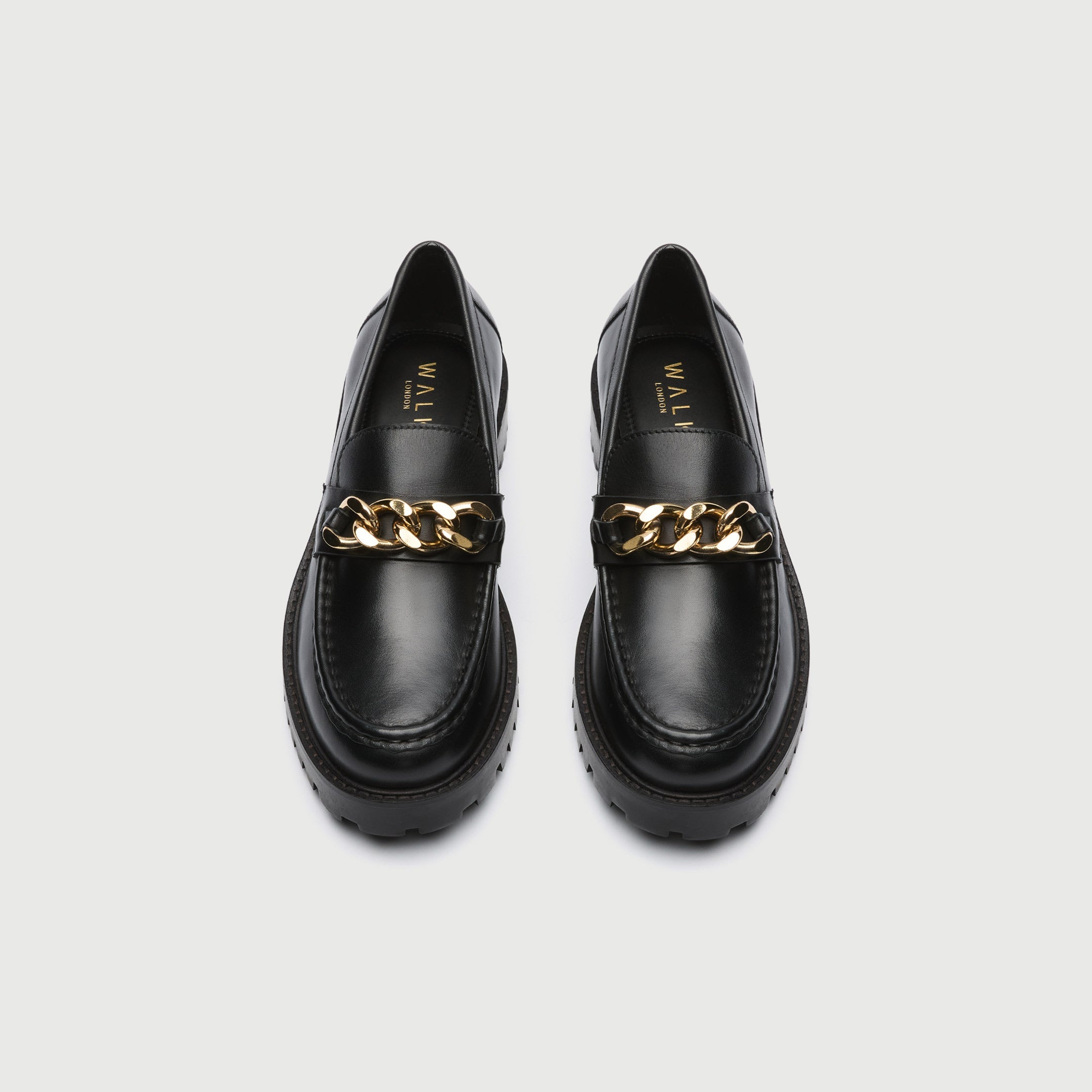 Womens Clara Chain Loafer in Black Leather