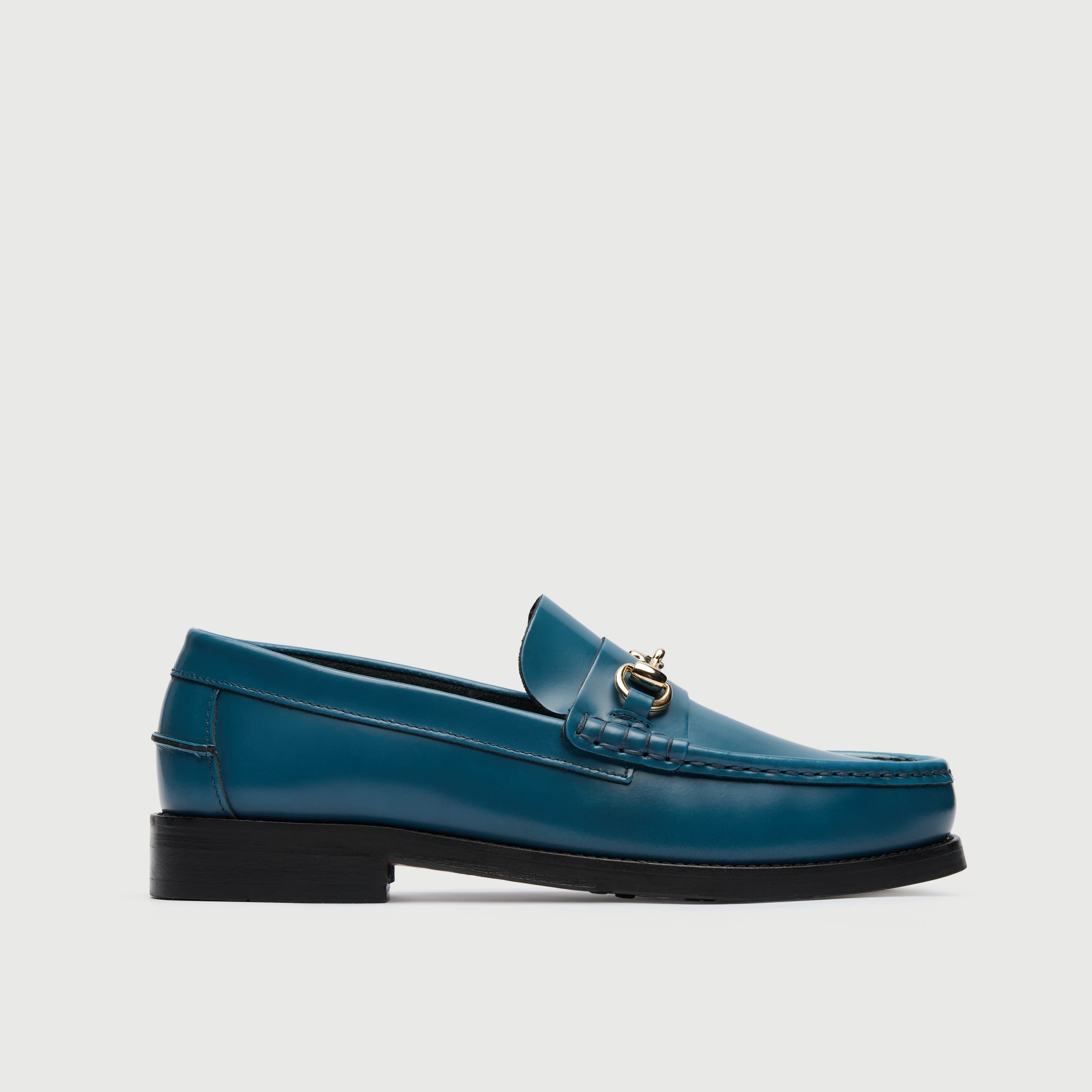 Walk London Mens Dalston Trim Loafer in Smooth Blue Leather