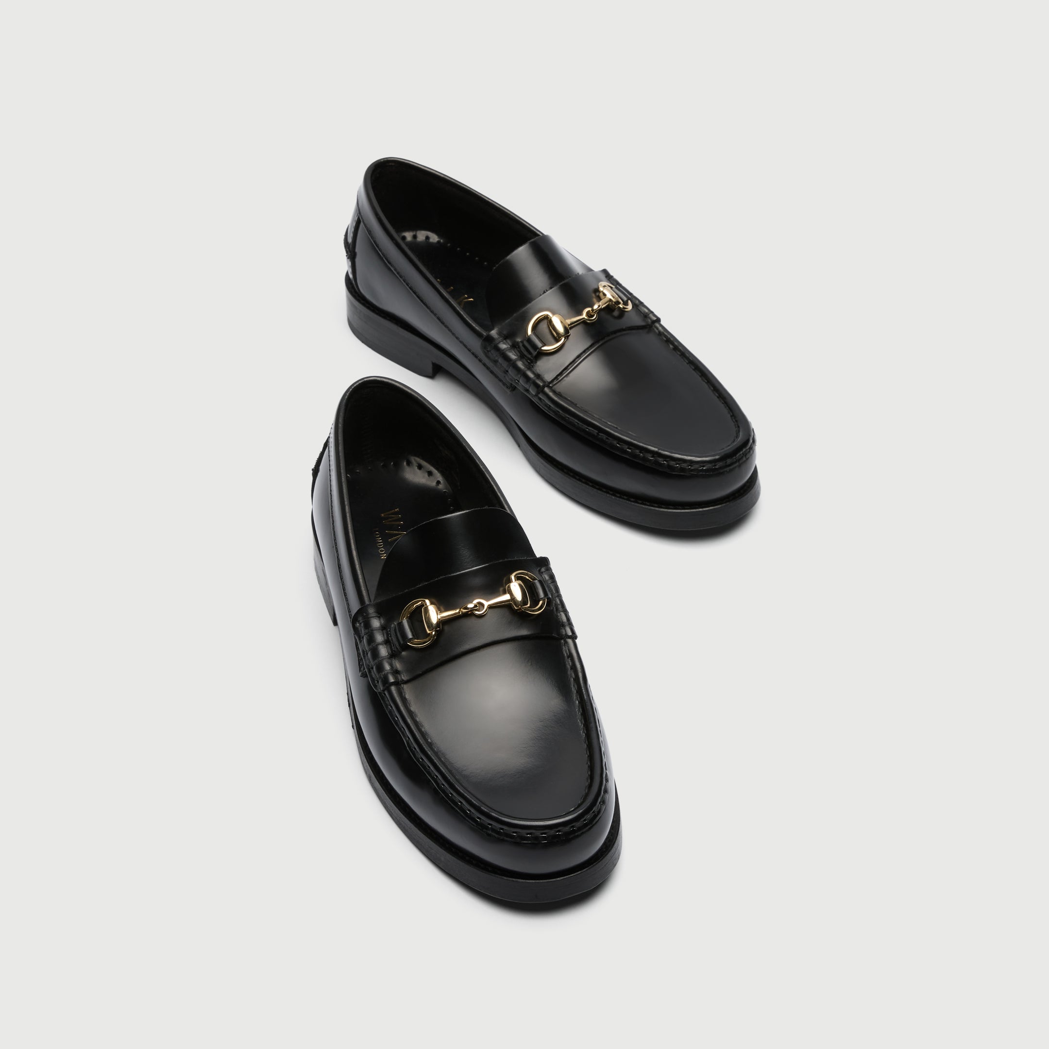 Walk London Mens Dalston Trim Loafer in Smooth Black Leather