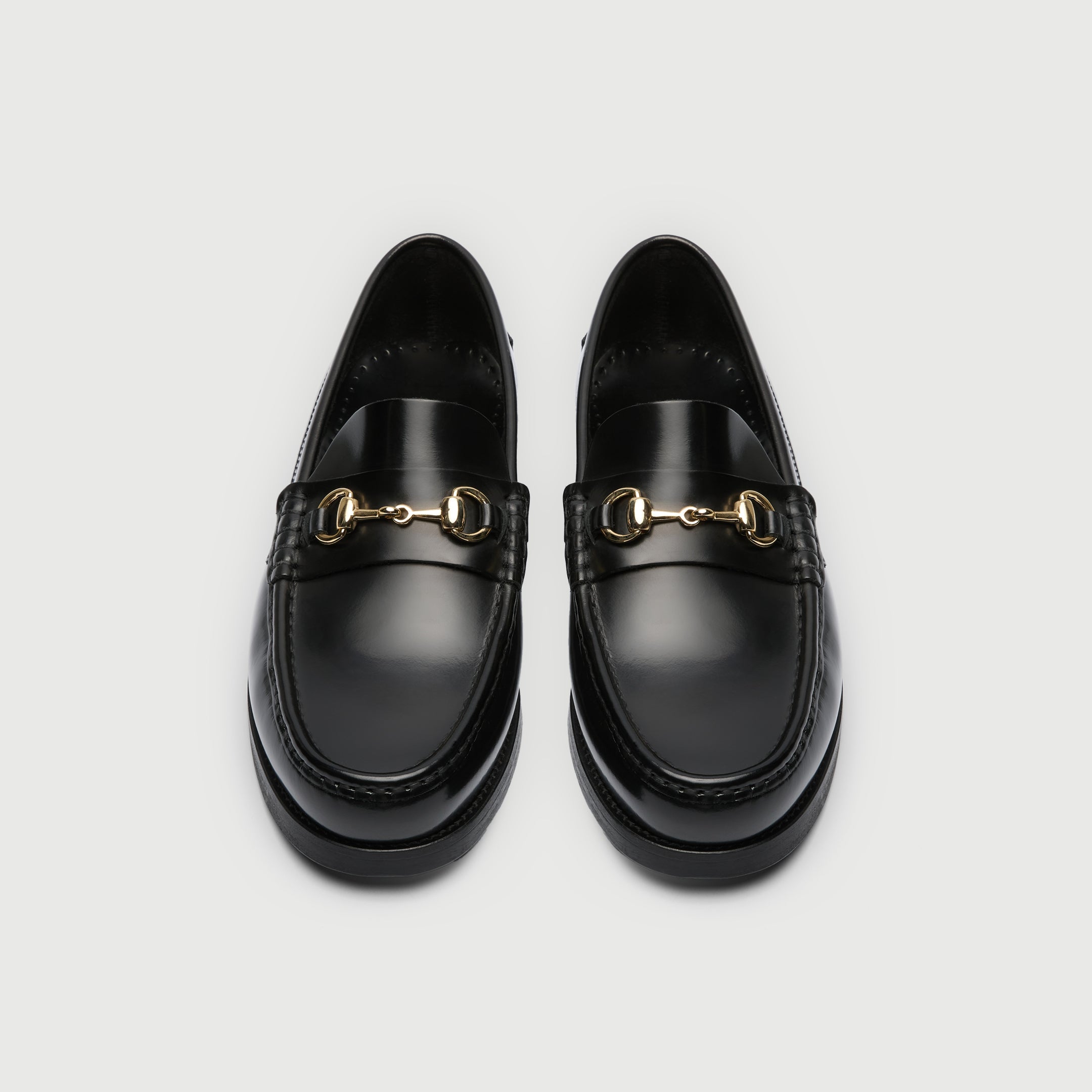 Walk London Mens Dalston Trim Loafer in Smooth Black Leather