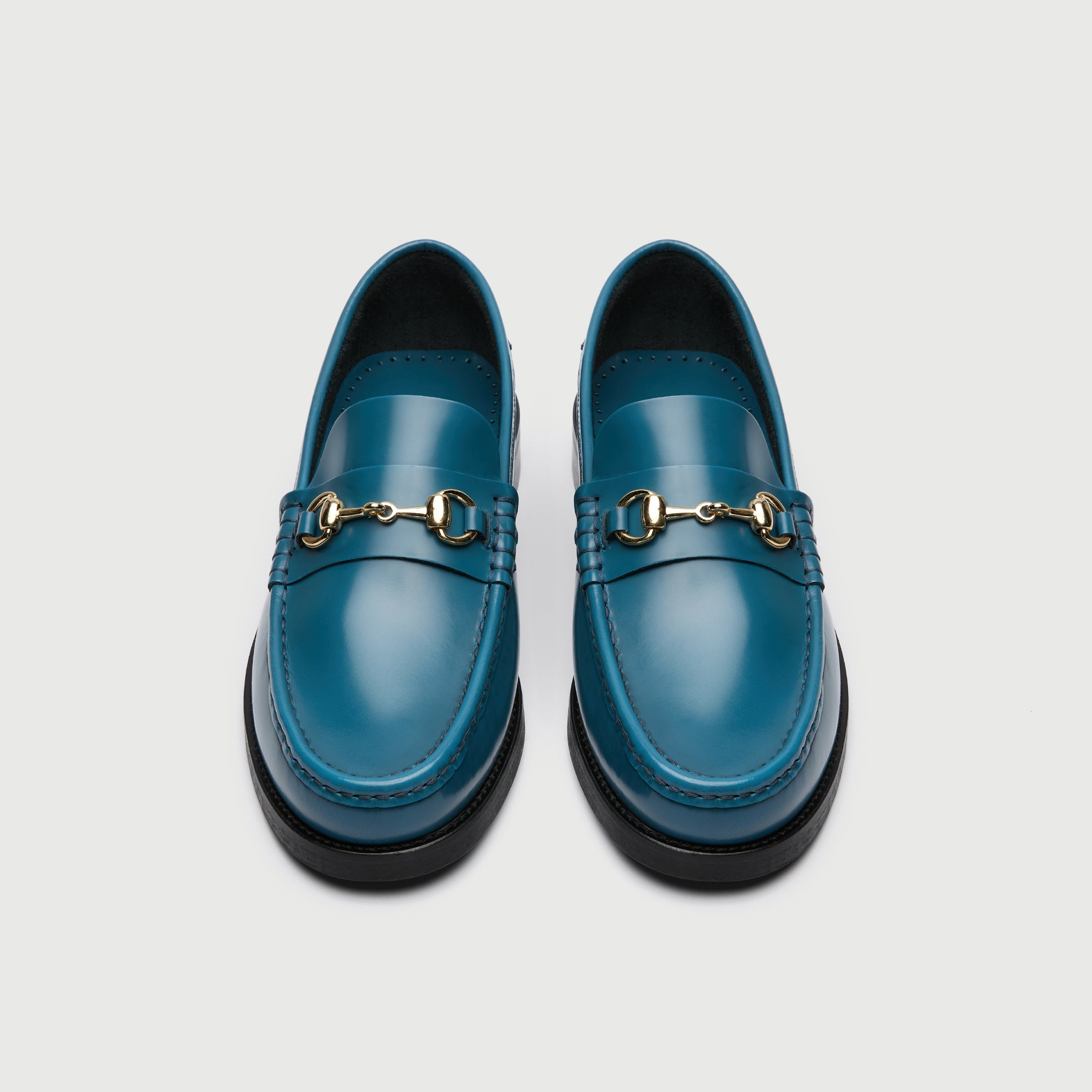 Walk London Mens Dalston Trim Loafer in Smooth Blue Leather