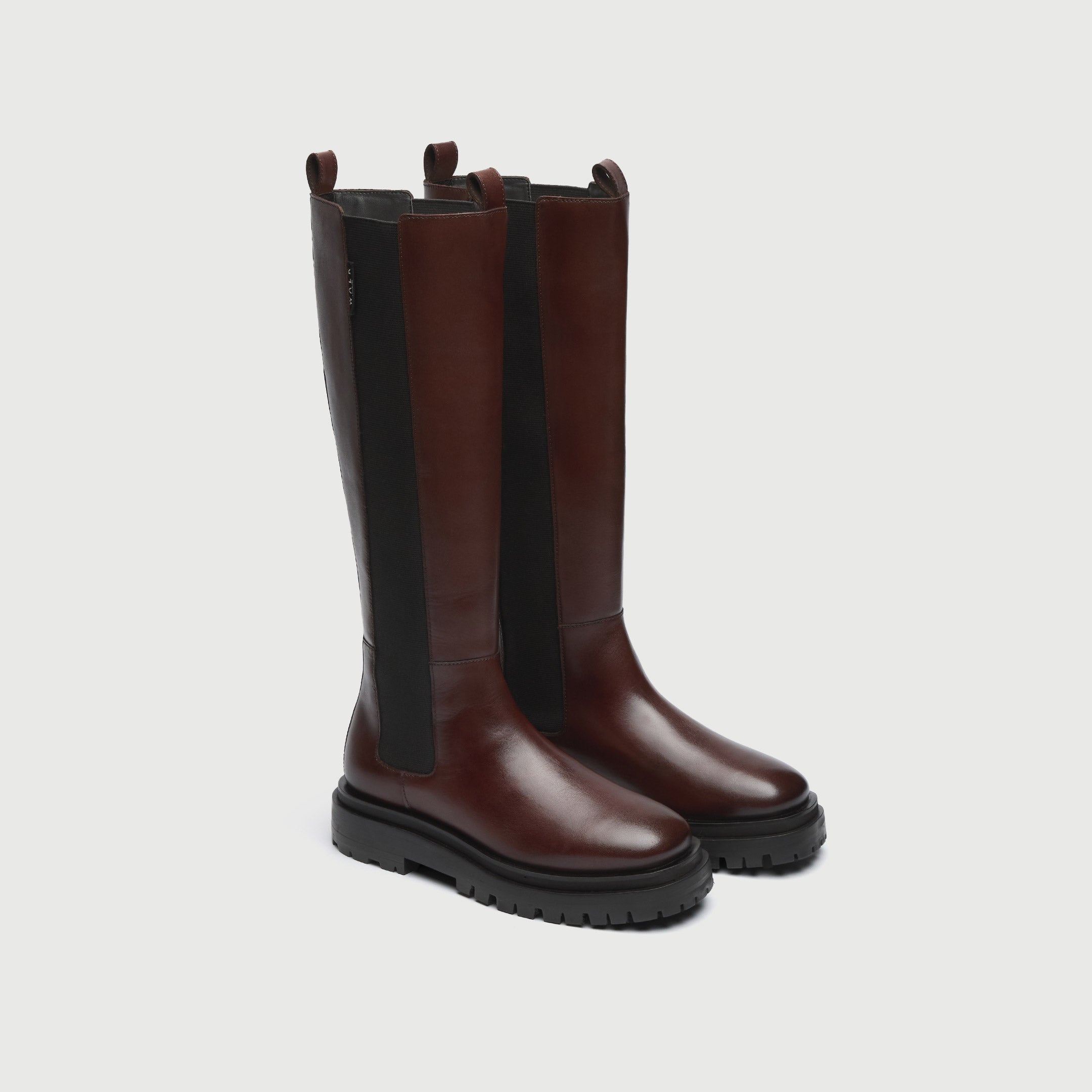 Walk London Women's Dana Tall Chelsea Boot in Brown Leather