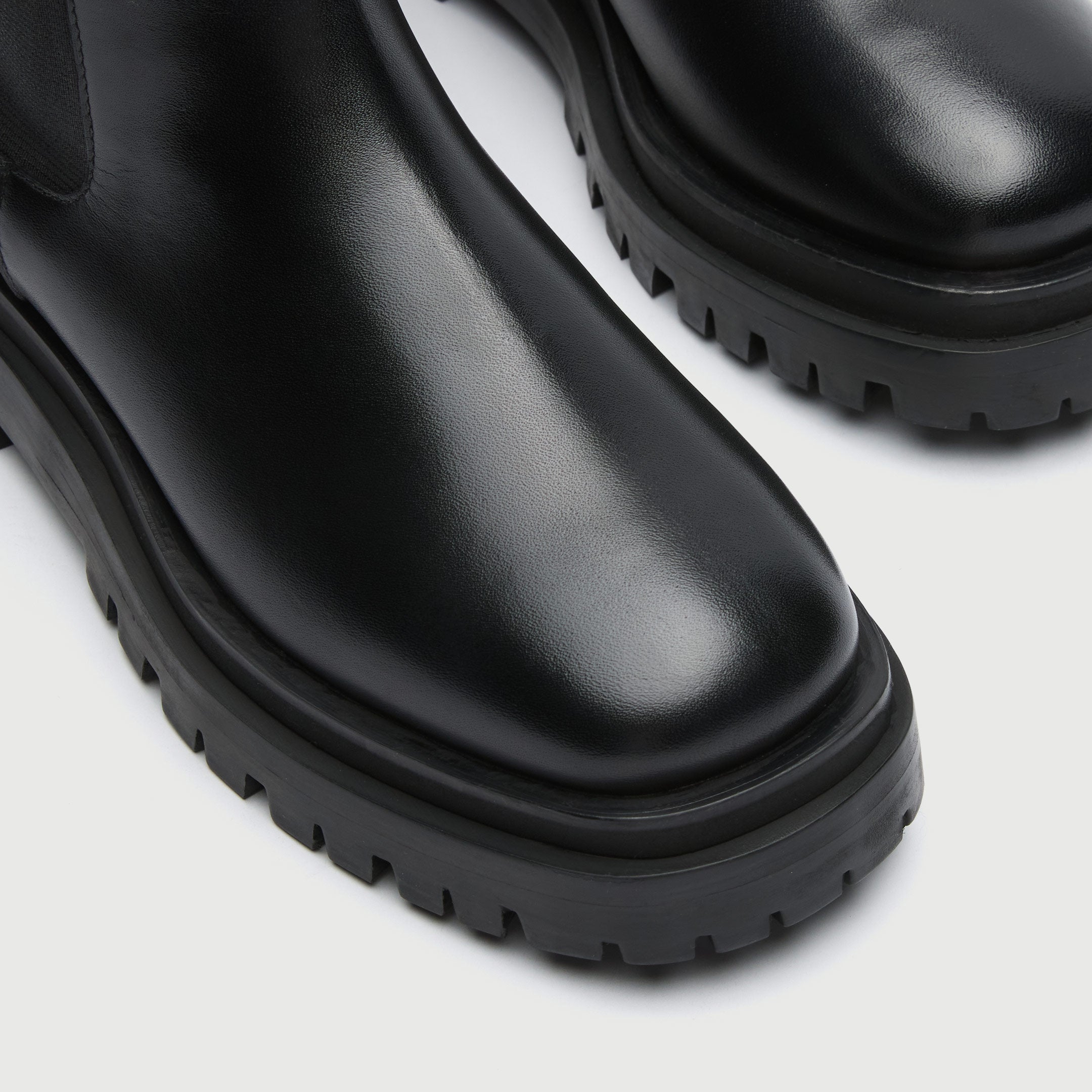 Walk London Women's Dana Tall Chelsea Boot in Black Leather