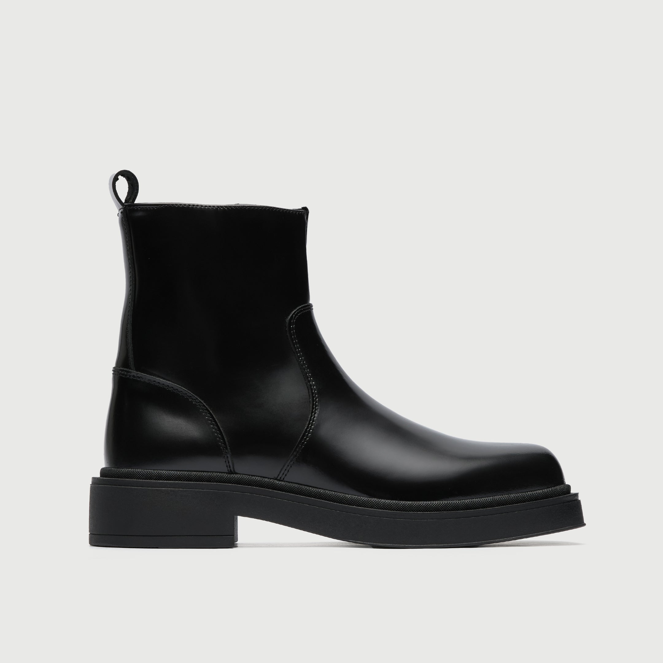 Walk London Mens Islington Inside Zip Boot in Black Leather