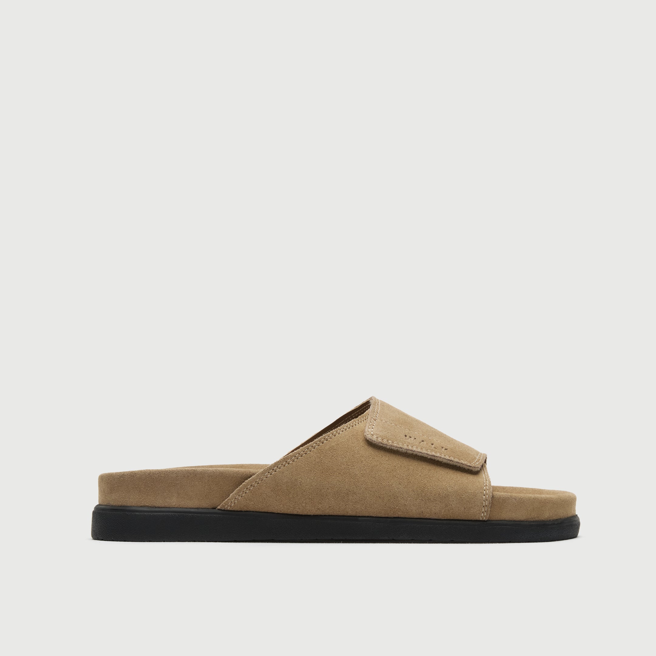 Walk London Mens Jackson Slider in Stone Suede