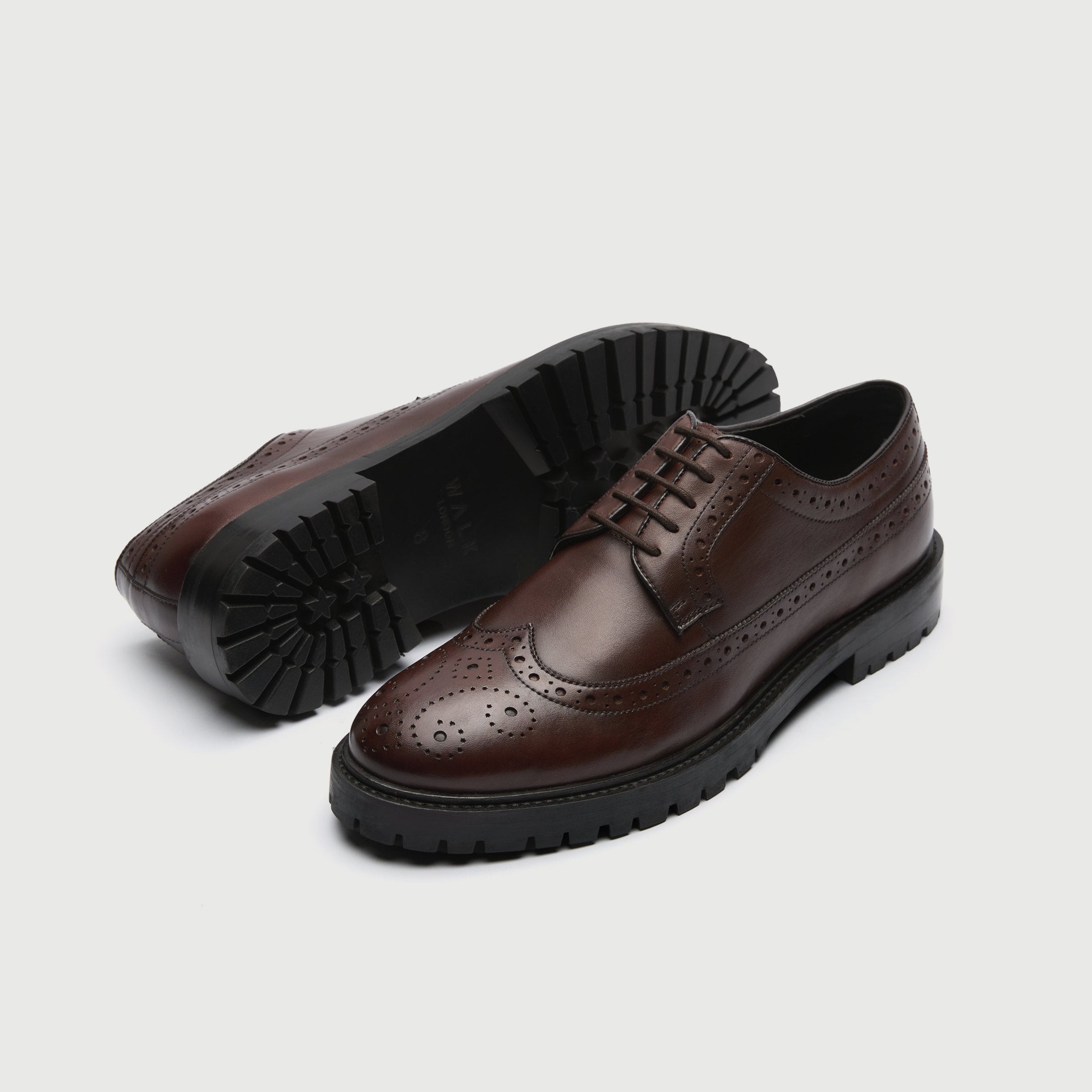 WALK London Mens James Brogue in Brown Leather