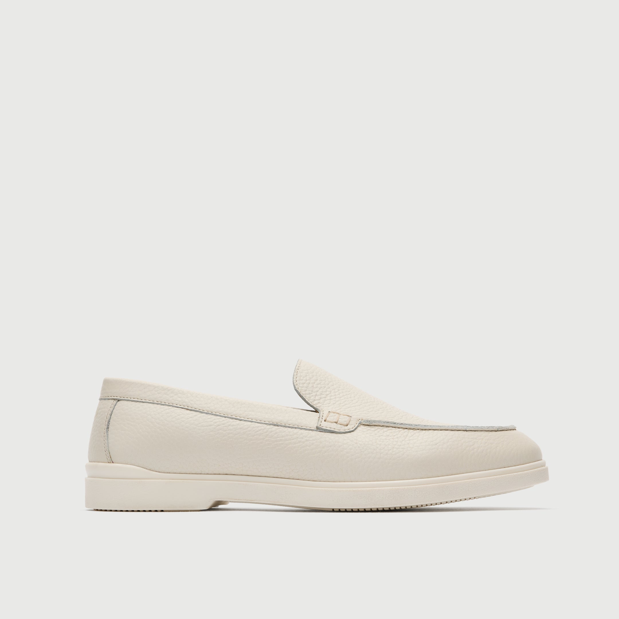 Walk London Mens Joshua Slip On in Off White Leather