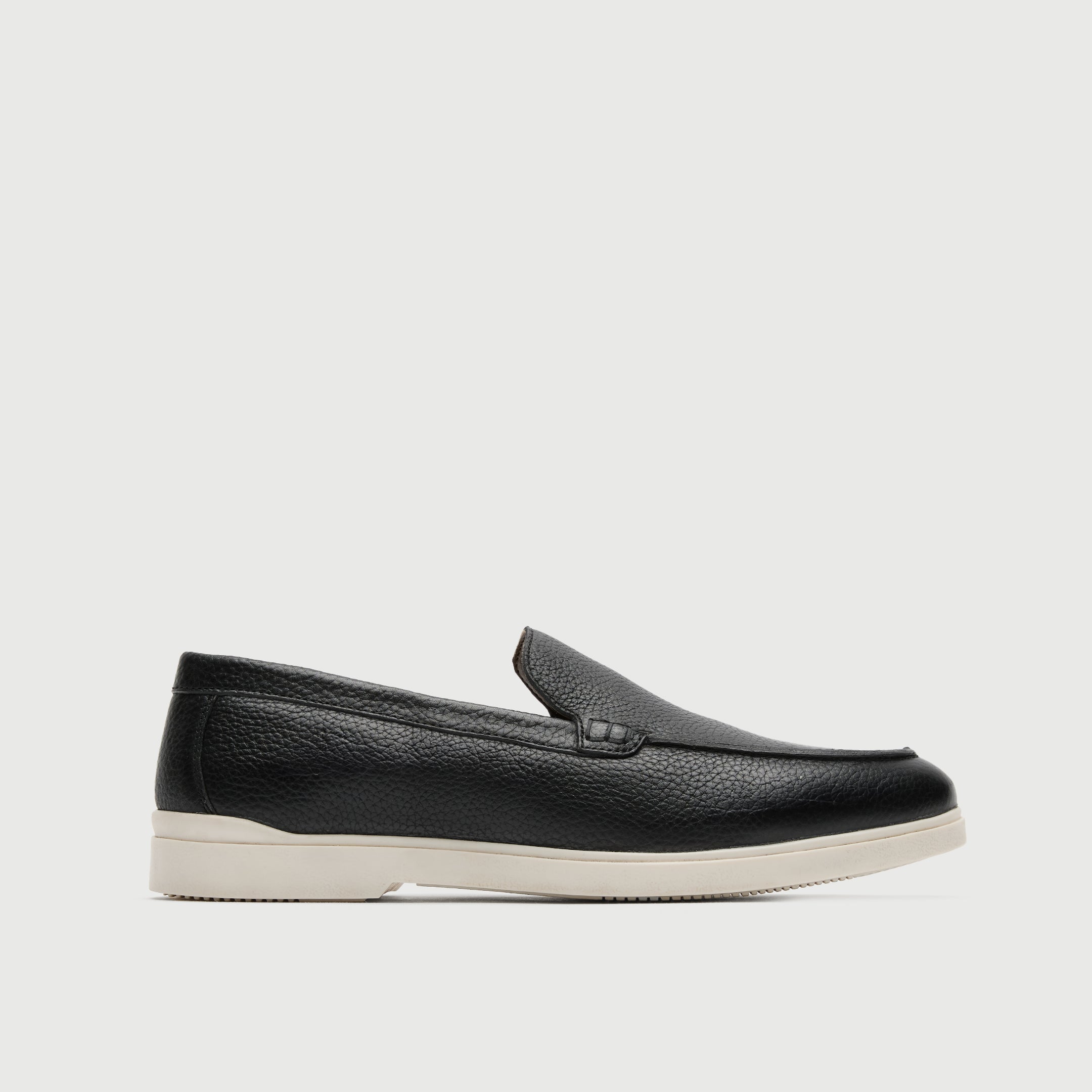 Walk London Mens Joshua Slip On in Black Leather