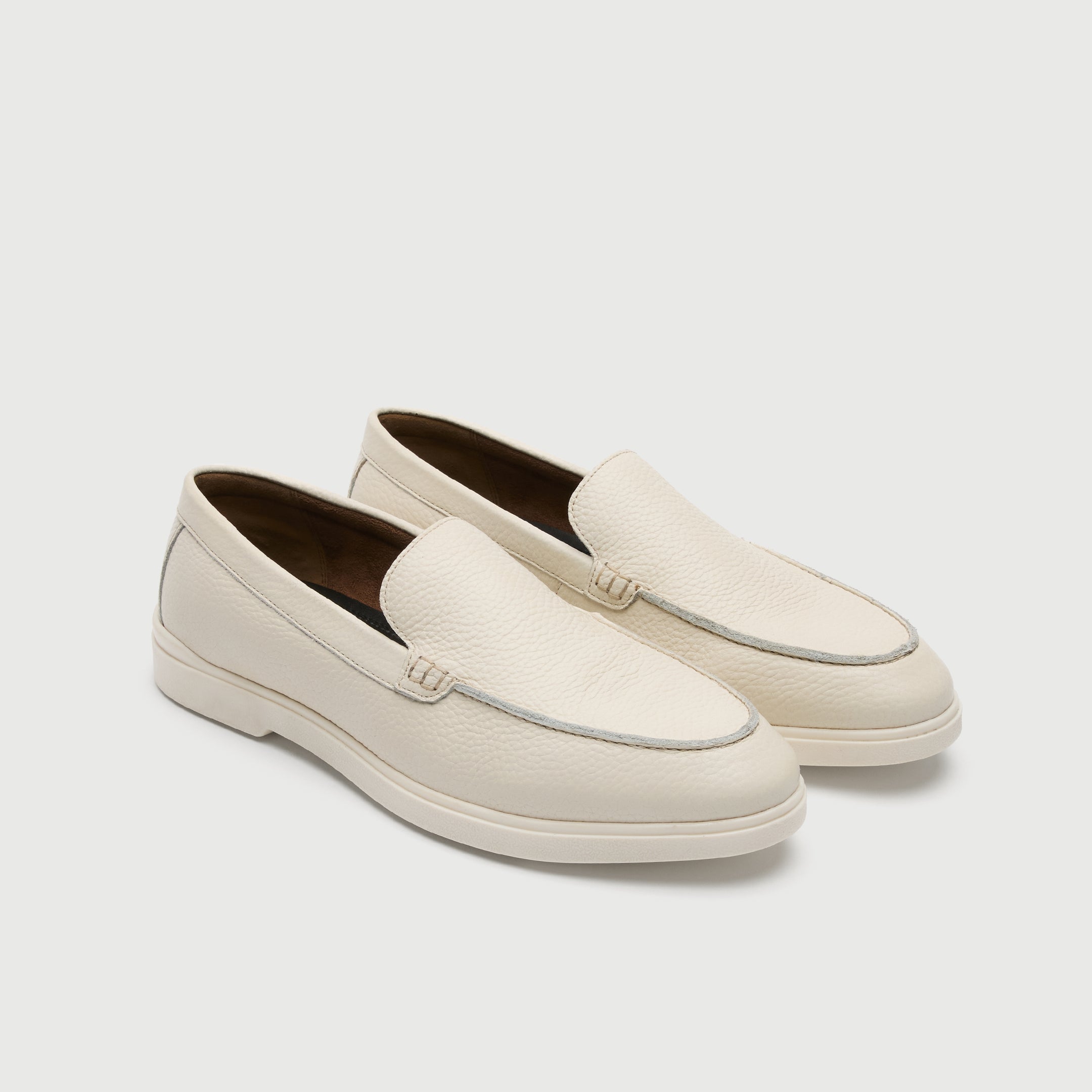 Walk London Mens Joshua Slip On in Off White Leather