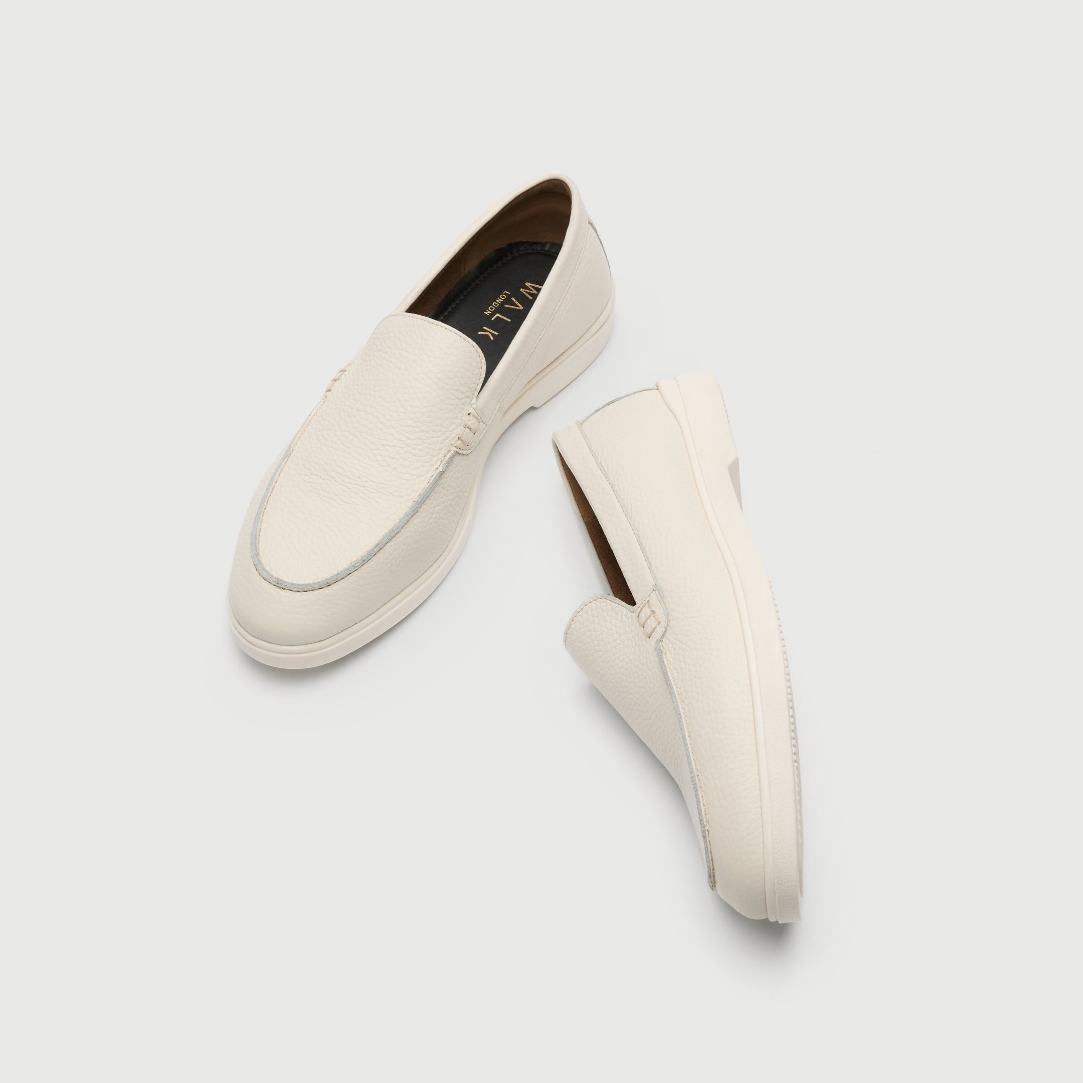 Walk London Mens Joshua Slip On in Off White Leather