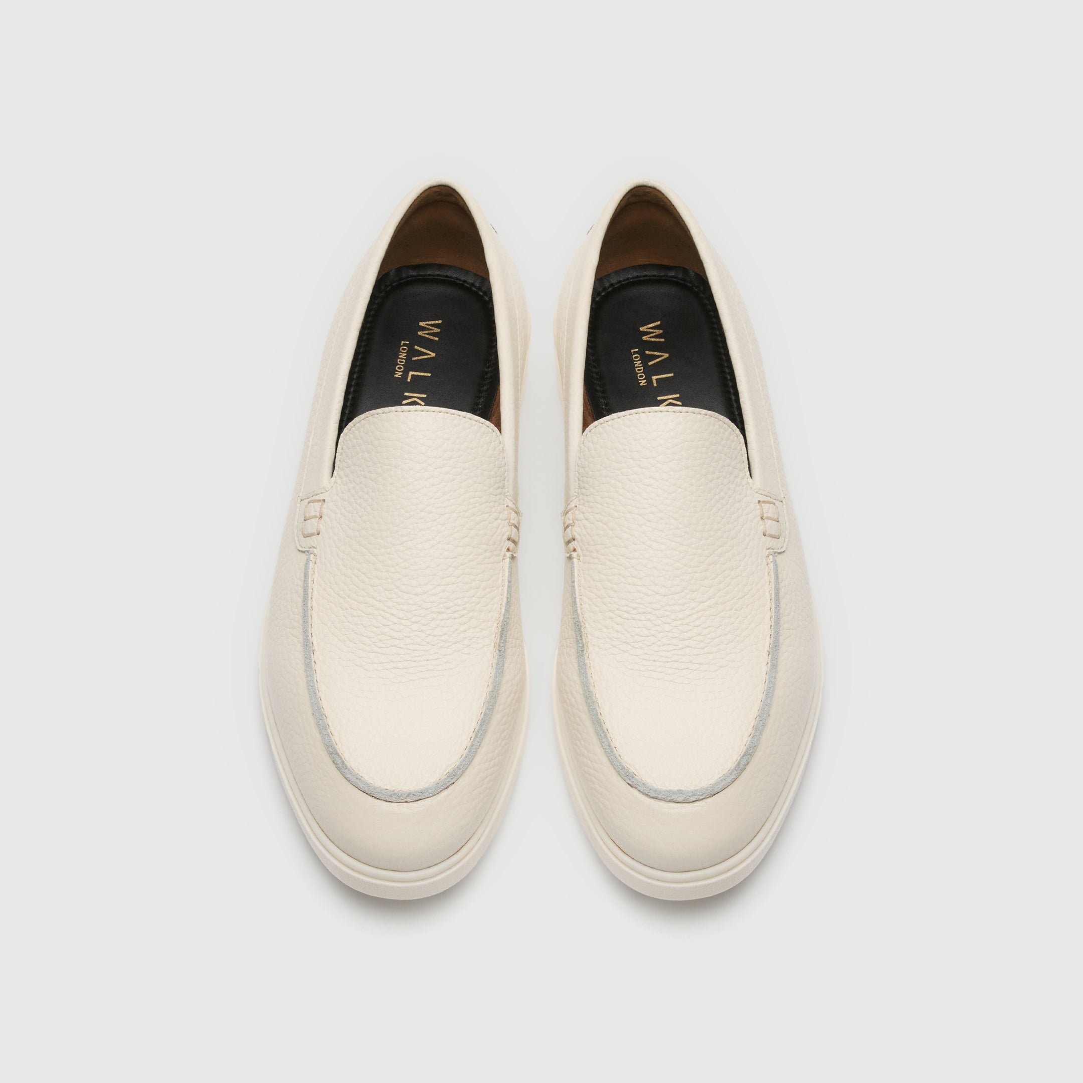 Walk London Mens Joshua Slip On in Off White Leather