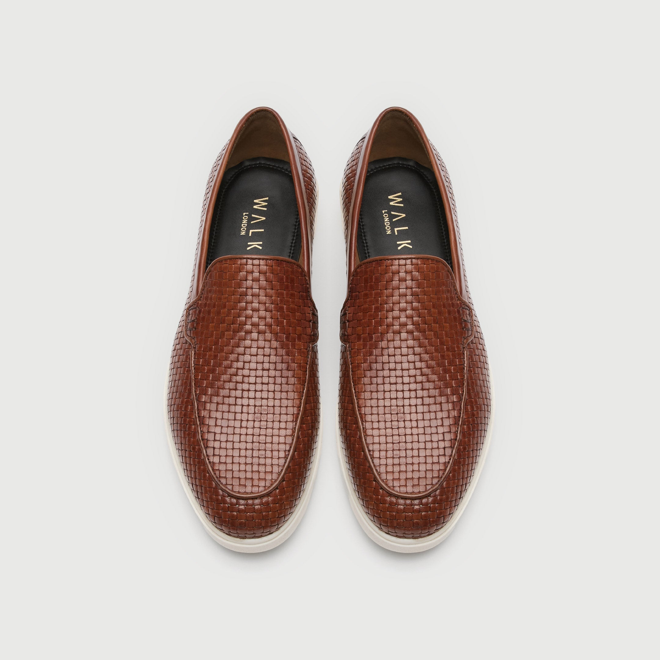 Walk London Mens Joshua Slip On in Tan Woven Leather