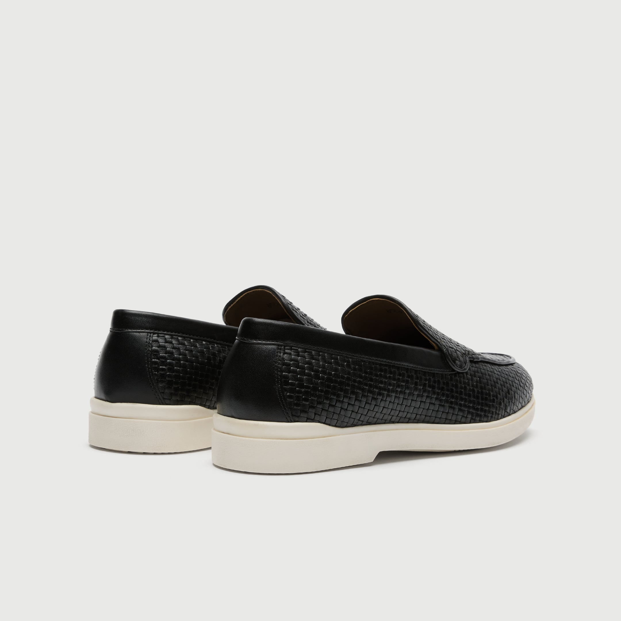 Walk London Mens Joshua Slip On in Black Woven Leather