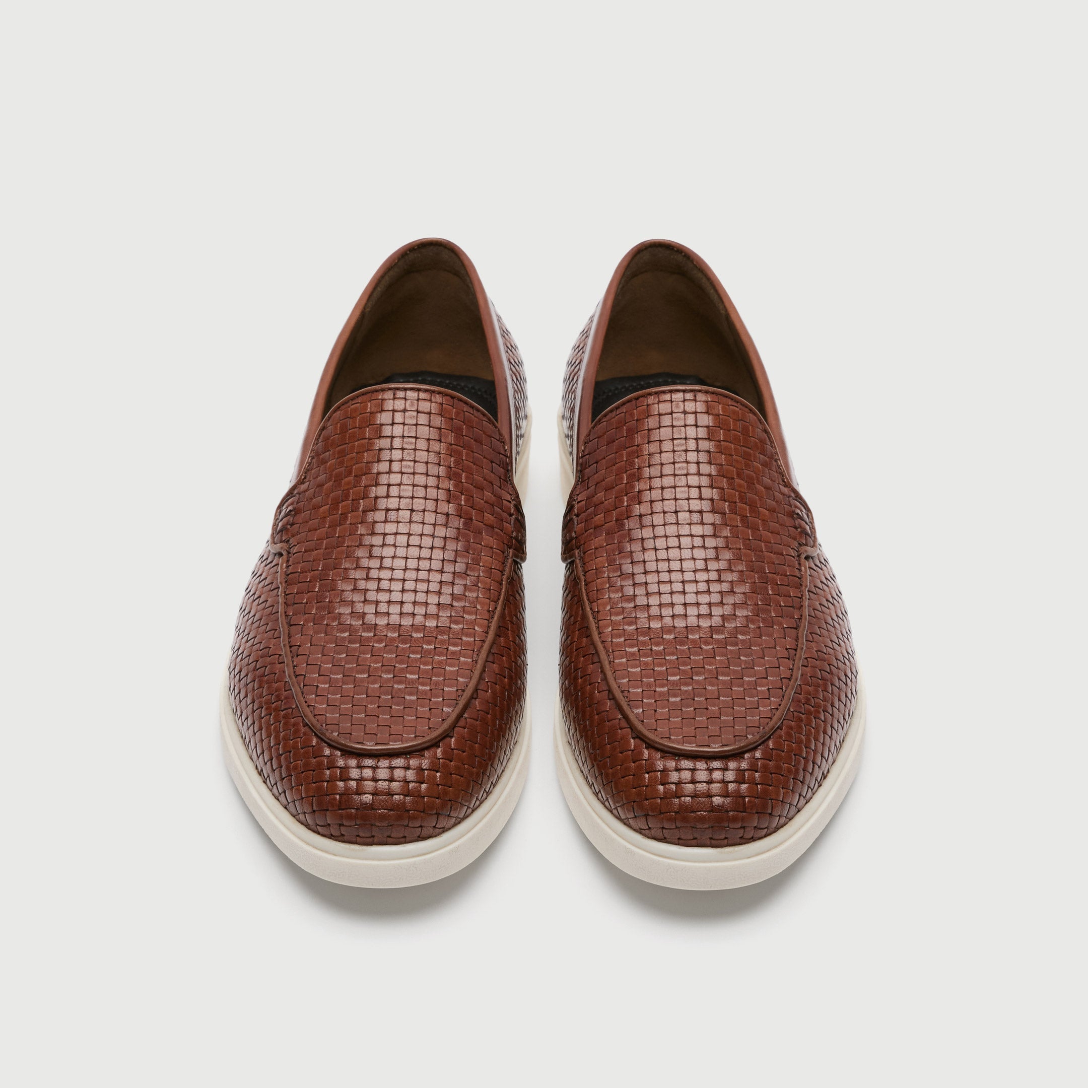 Walk London Mens Joshua Slip On in Tan Woven Leather