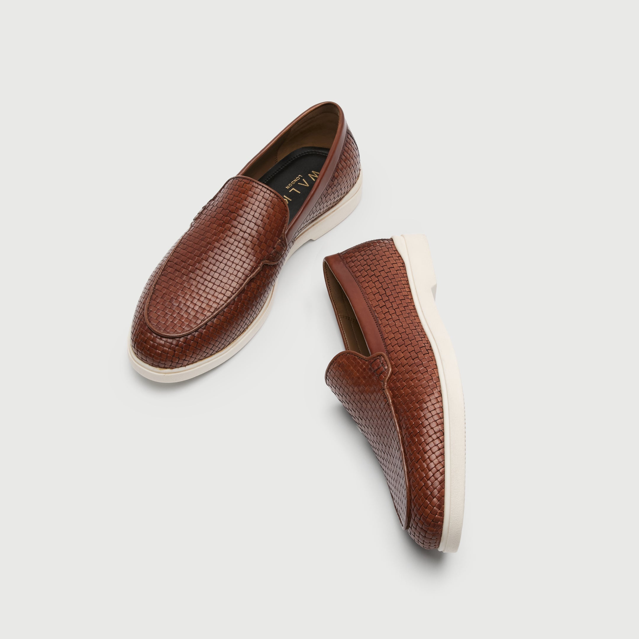 Walk London Mens Joshua Slip On in Tan Woven Leather