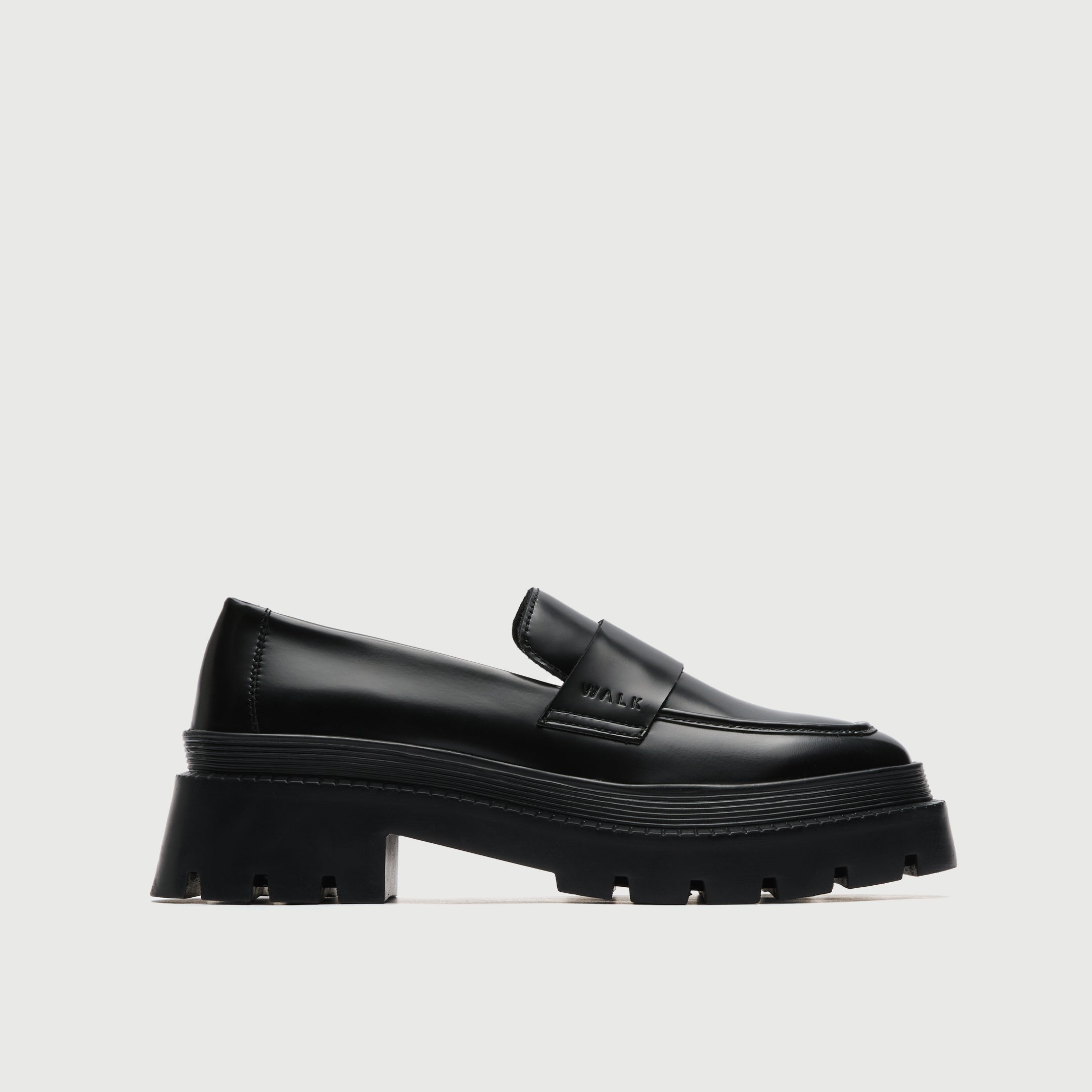 Walk London Womens Kate Saddle Loafer in Black Leather