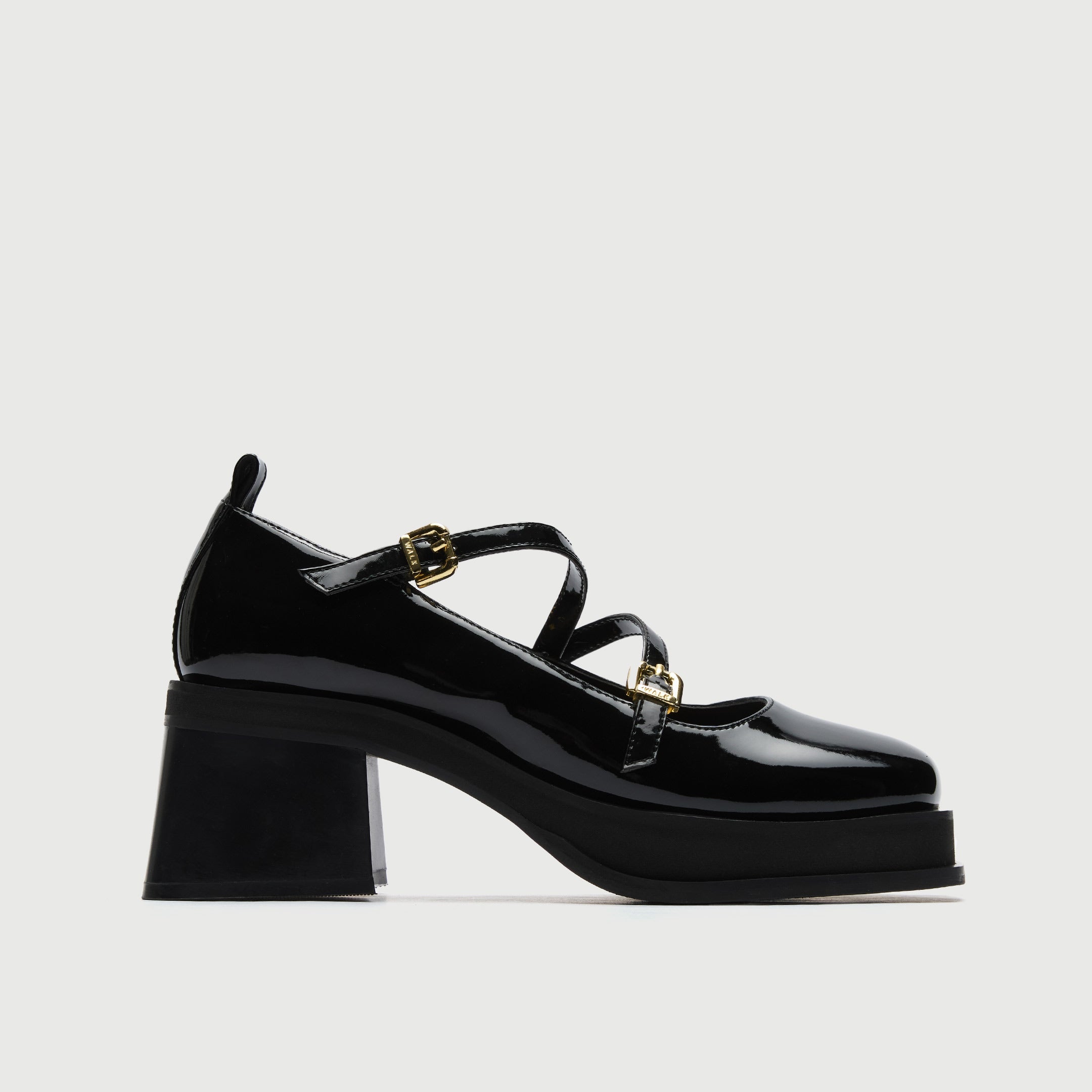 Walk London Womens Lily Ballerina in Patent Black Leather