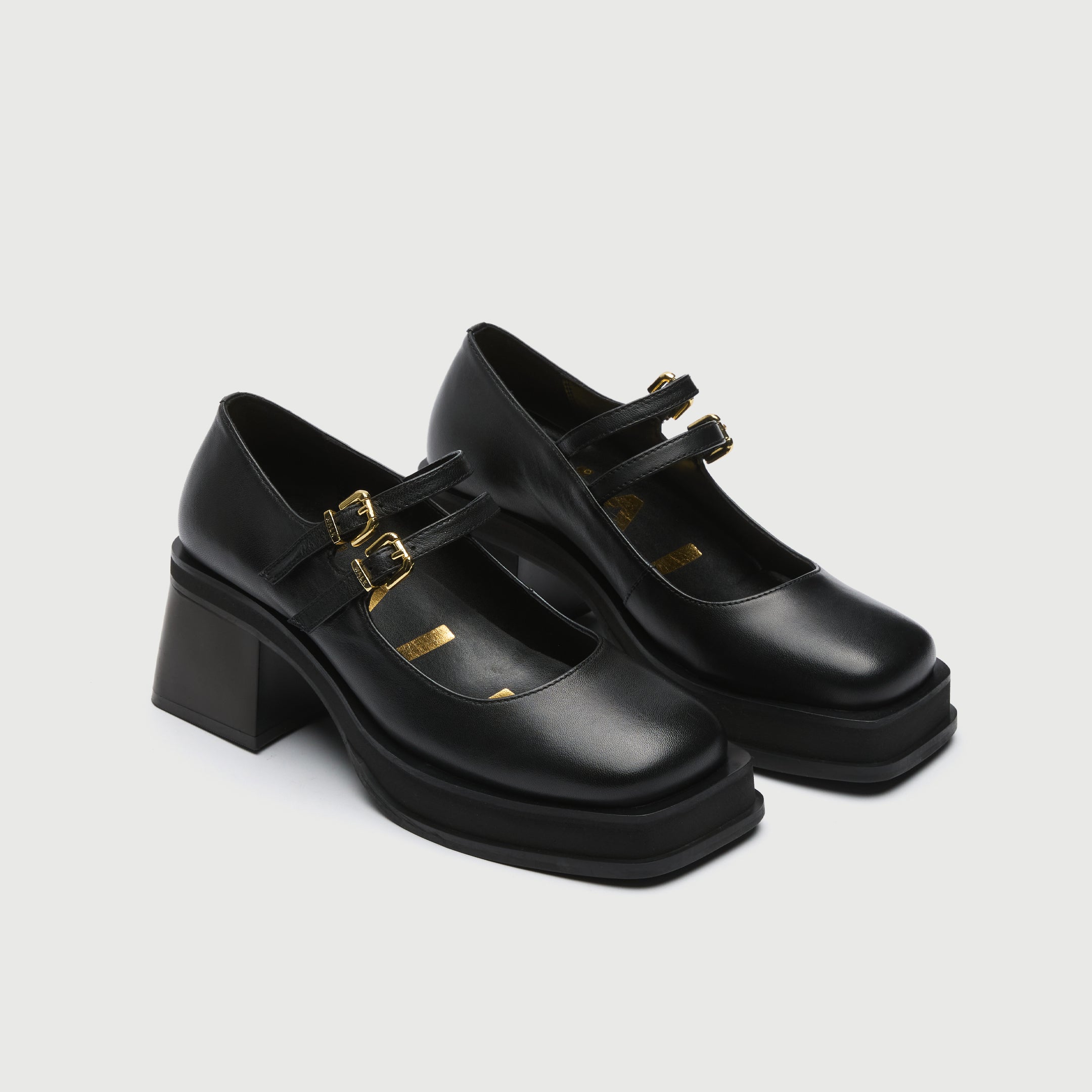 Walk London Womens Lily Mary Jane in Black Leather