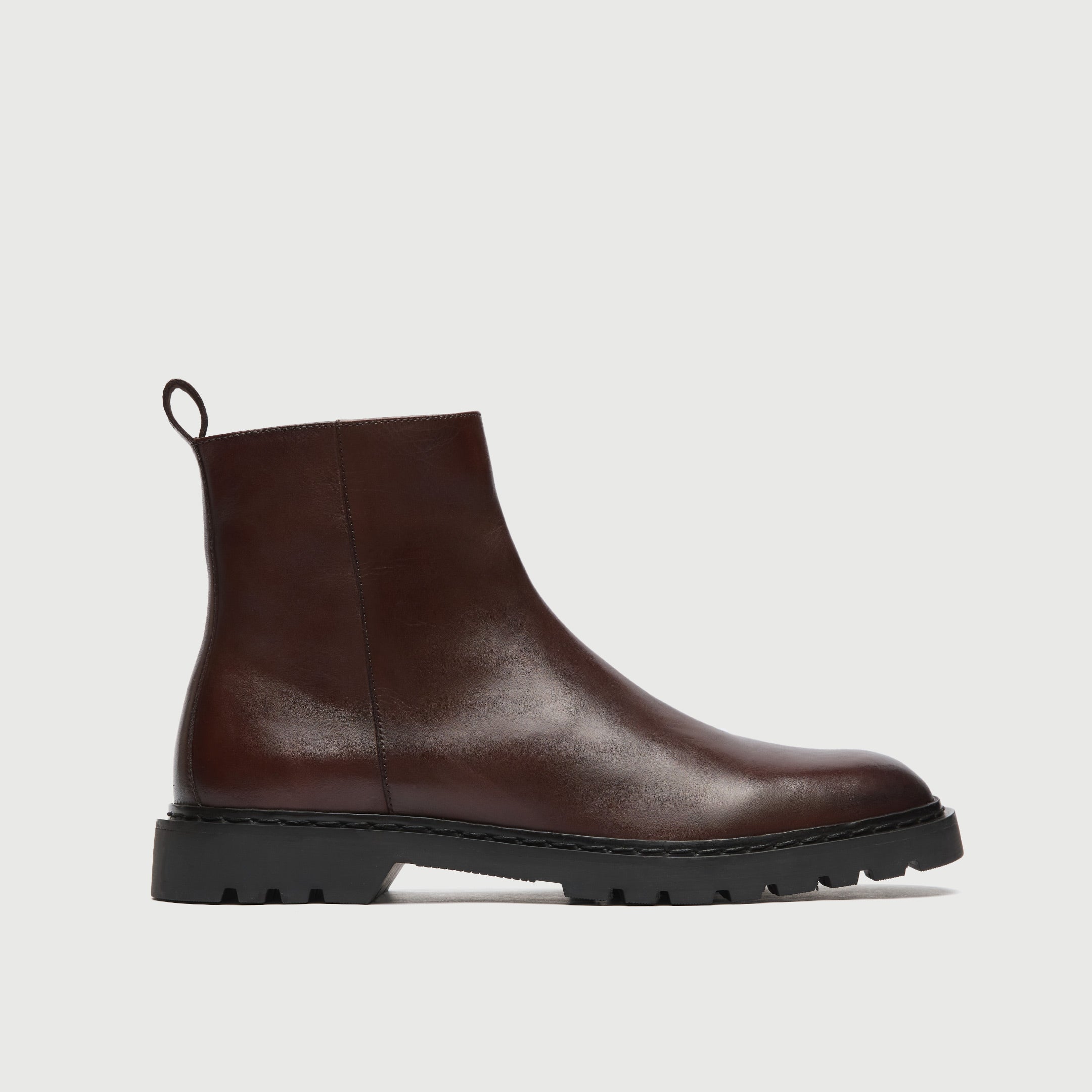 WALK London Mens Milano Inside Zip Boot in Brown Leather