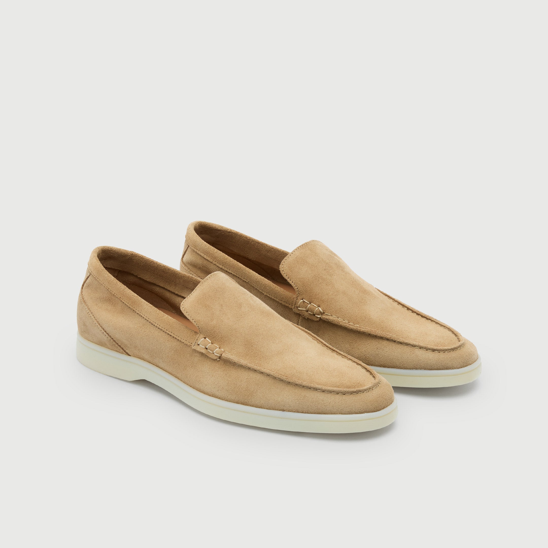 Walk London Mens Monaco Slip On Loafer in Taupe Suede