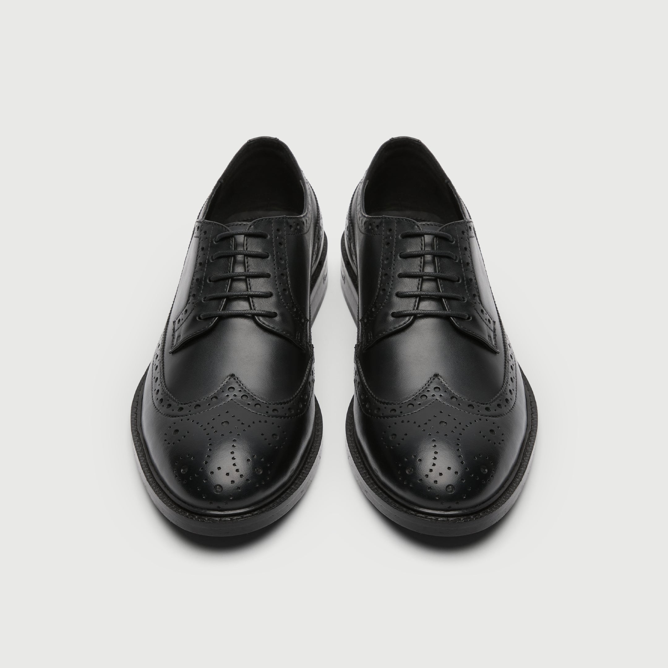 Walk London Mens Oliver Brogue in Black Leather